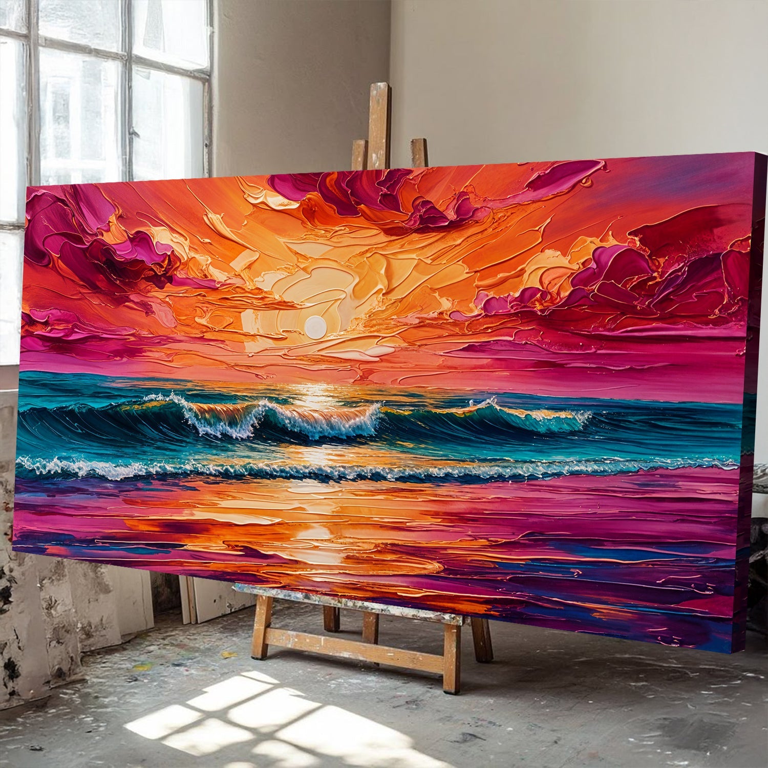 Coastal Sunset Impasto Wall Art on sale at MyriadMart