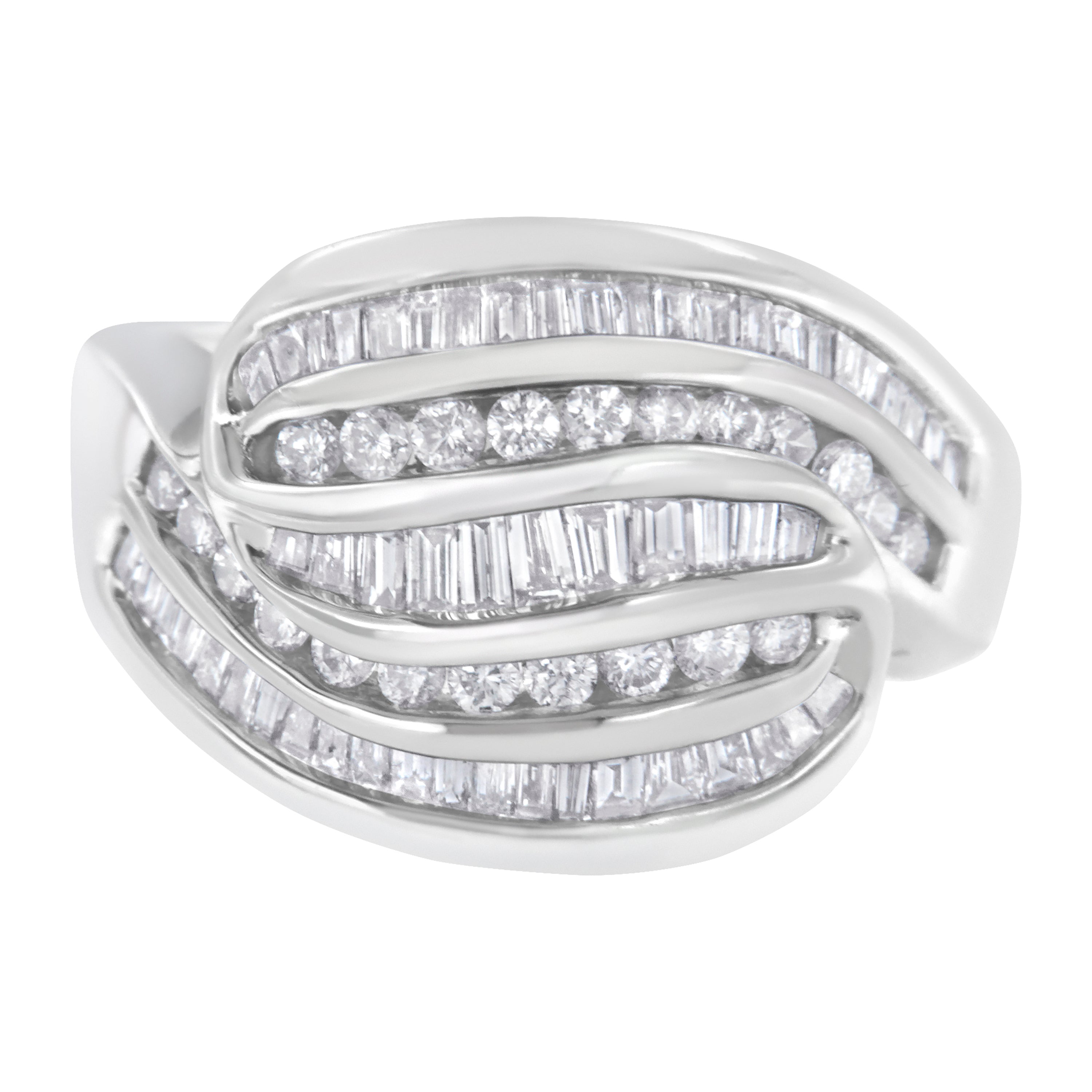 14KT White Gold Diamond Bypass Band Ring 1 cttw, H-I Color, SI1-SI2 Clarity on sale at MyriadMart