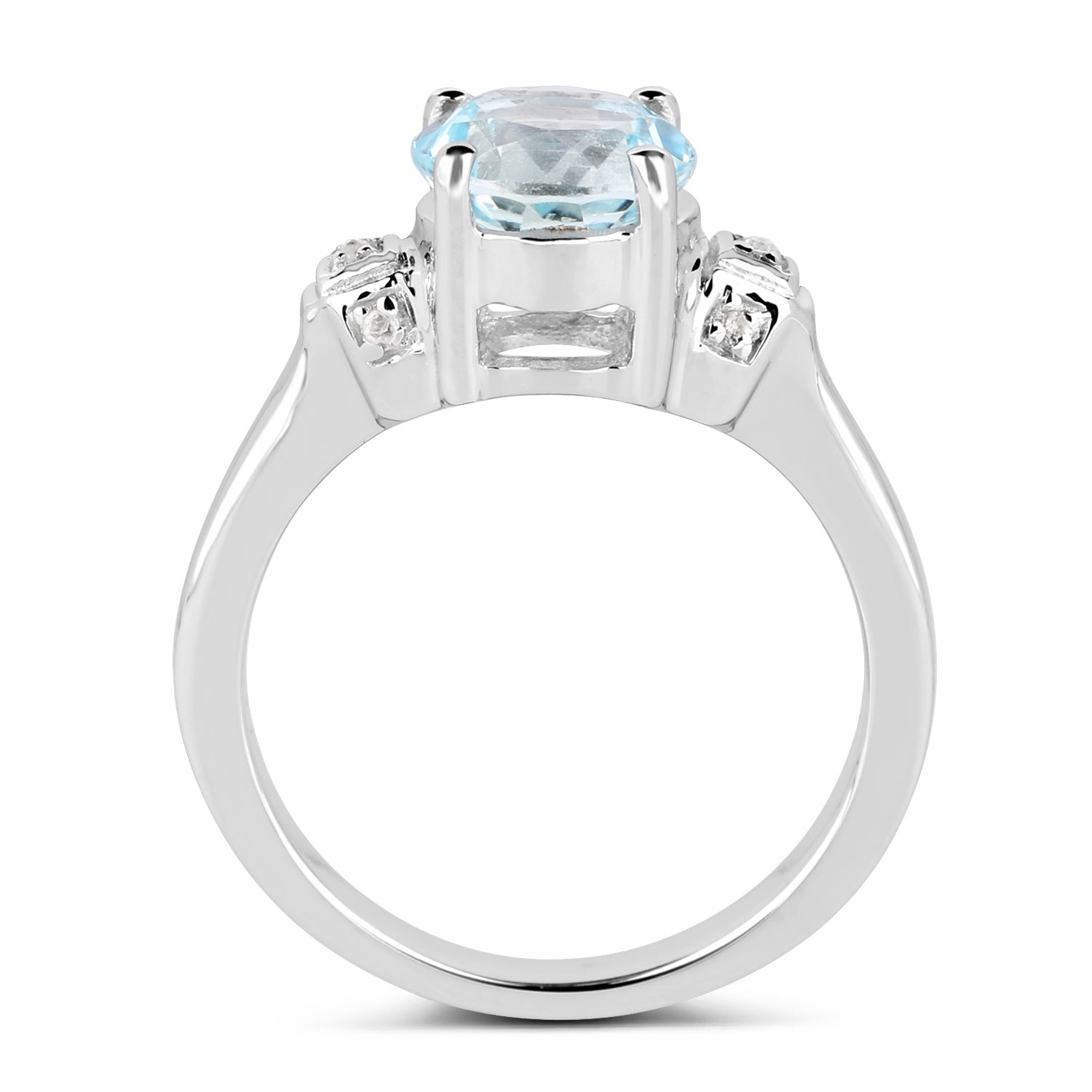 2.28 Carat Genuine Blue Topaz and White Topaz .925 Sterling Silver Ring on sale at MyriadMart
