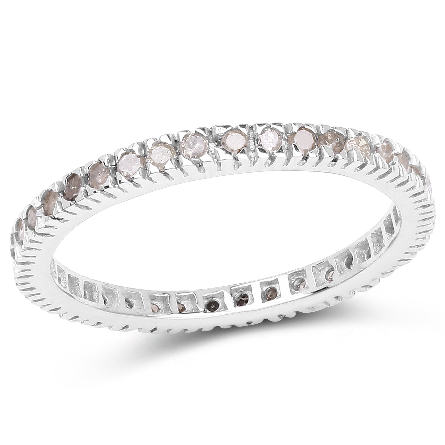 0.57 Carat Genuine Champagne Diamond .925 Sterling Silver Ring on sale at MyriadMart