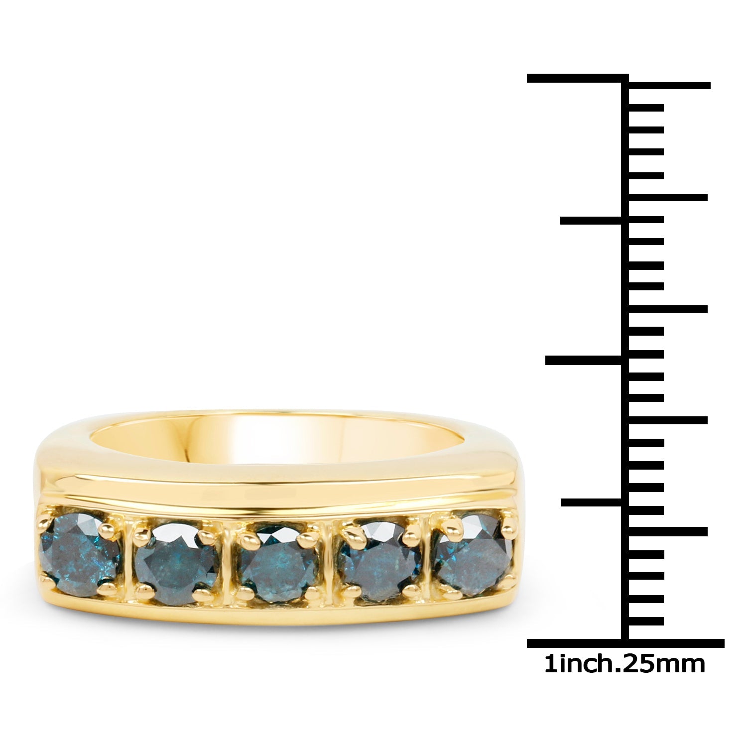 14K Yellow Gold Plated 1.25 Carat Genuine Blue Diamond .925 Sterling Silver Ring on sale at MyriadMart