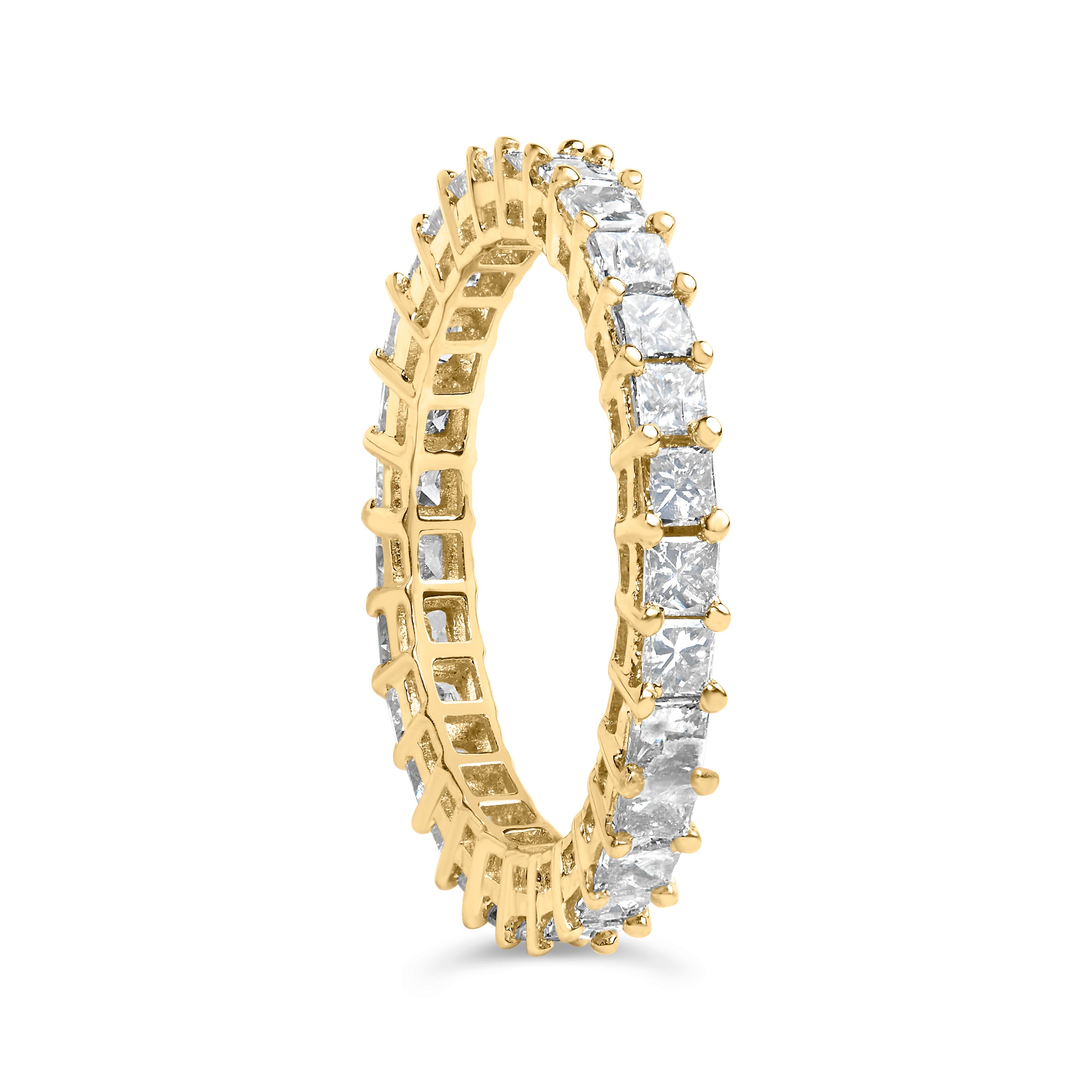 14K Yellow Gold 2.00 Cttw Shared Prong Set Princess Cut Diamond Eternity Band Ring J-K Color, SI1-SI2 Clarity - Ring Size 7 on sale at MyriadMart