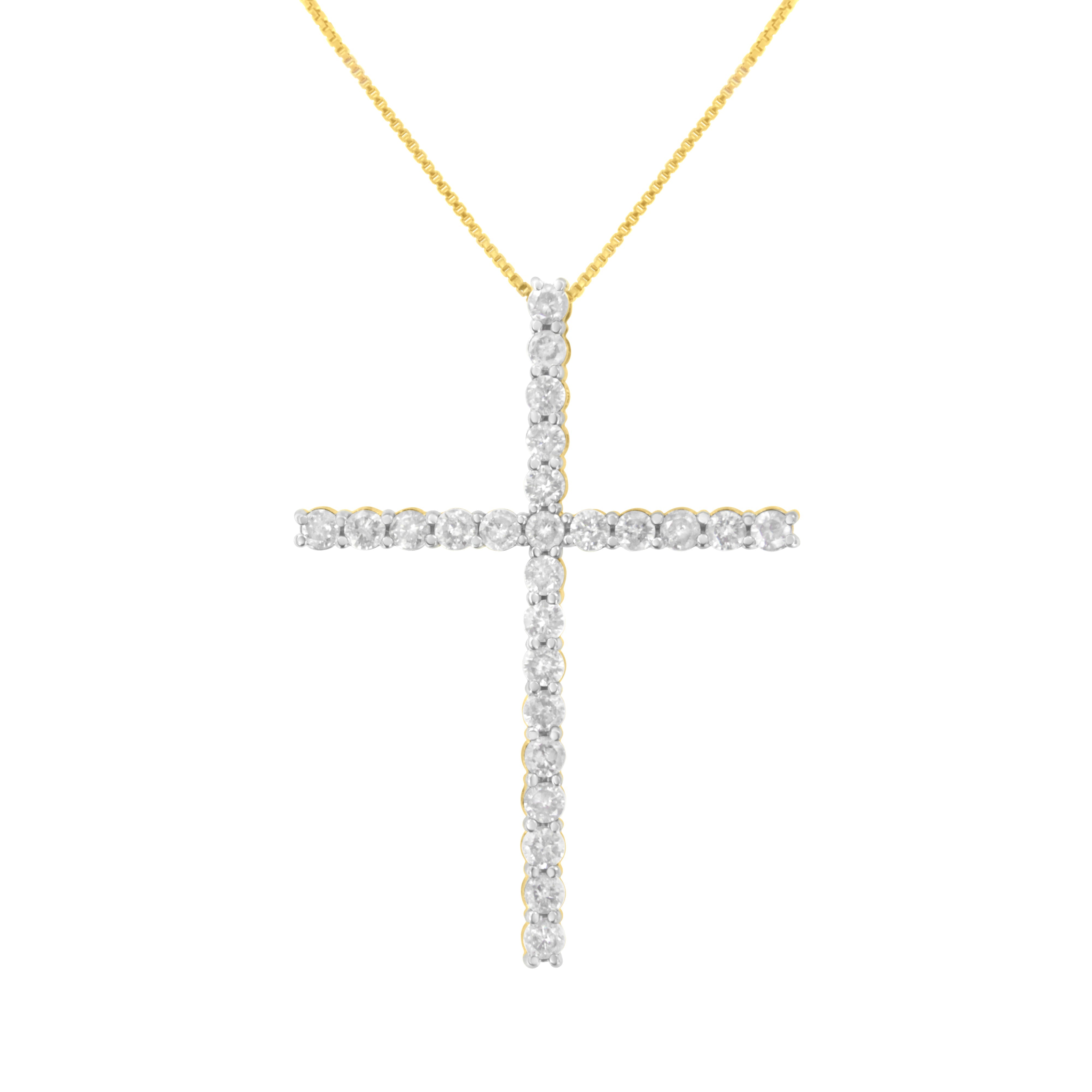 .925 Sterling Silver 2 1/2 cttw Diamond Cross Pendant Necklace H-I, I2-I3 on sale at MyriadMart