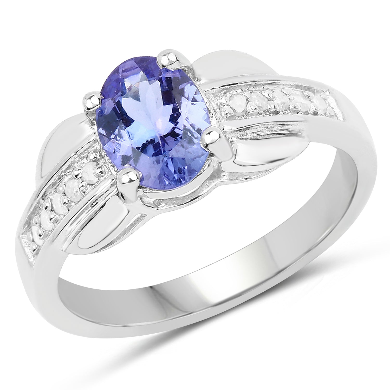 1.27 Carat Genuine Tanzanite and White Diamond .925 Sterling Silver Ring on sale at MyriadMart