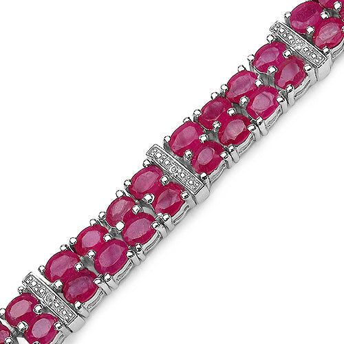 16.77 Carat Genuine Glass Filled Ruby & White Topaz .925 Sterling Silver Bracelet on sale at MyriadMart