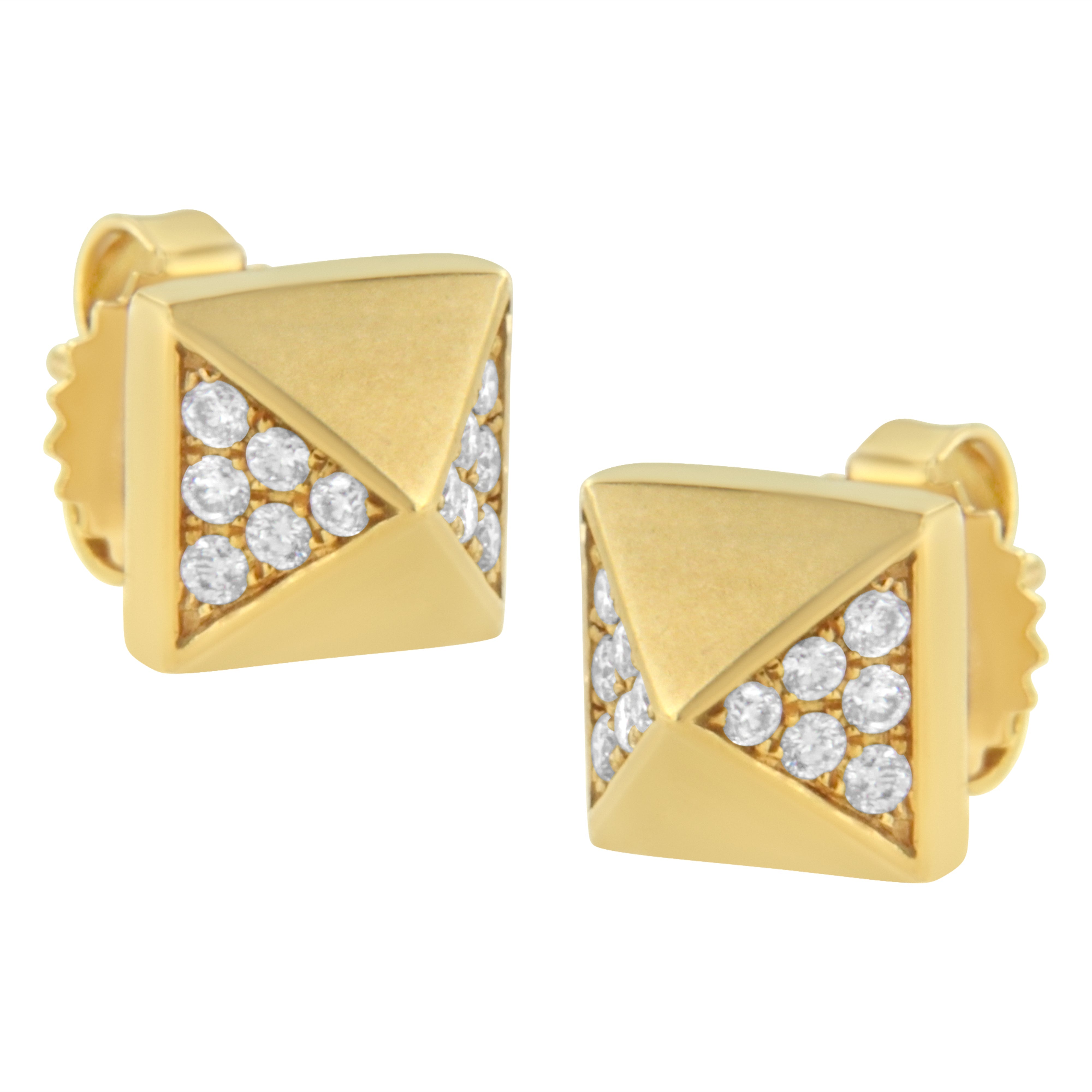 14K Yellow Gold 1/4 Cttw Diamond Pyramid Stud Earring G-H Color, SI1-SI2 Clarity on sale at MyriadMart