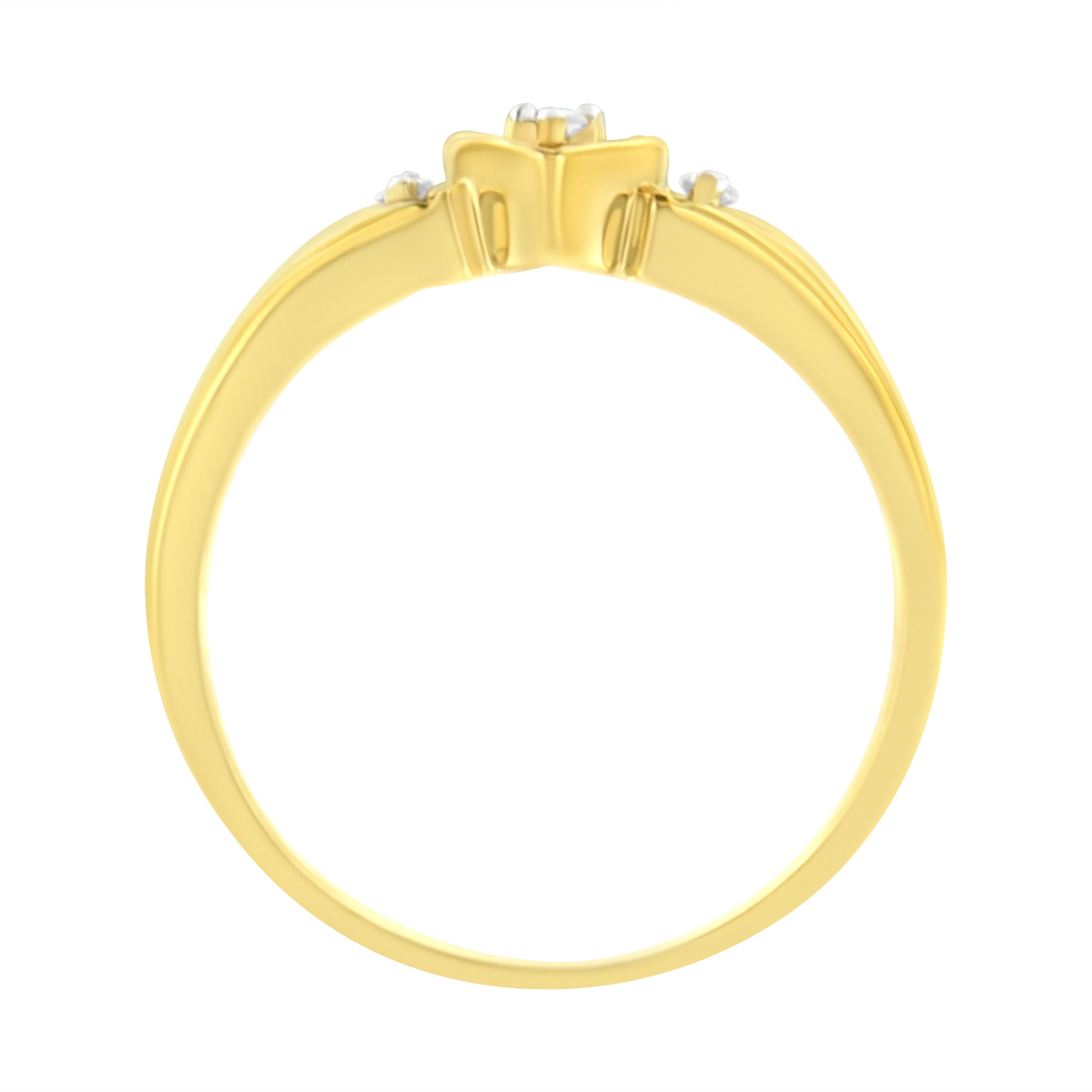 10KT Yellow Gold 1/20 cttw Diamond Triple Heart Diamond Ring K-L, I1-I2 - Size 7 on sale at MyriadMart