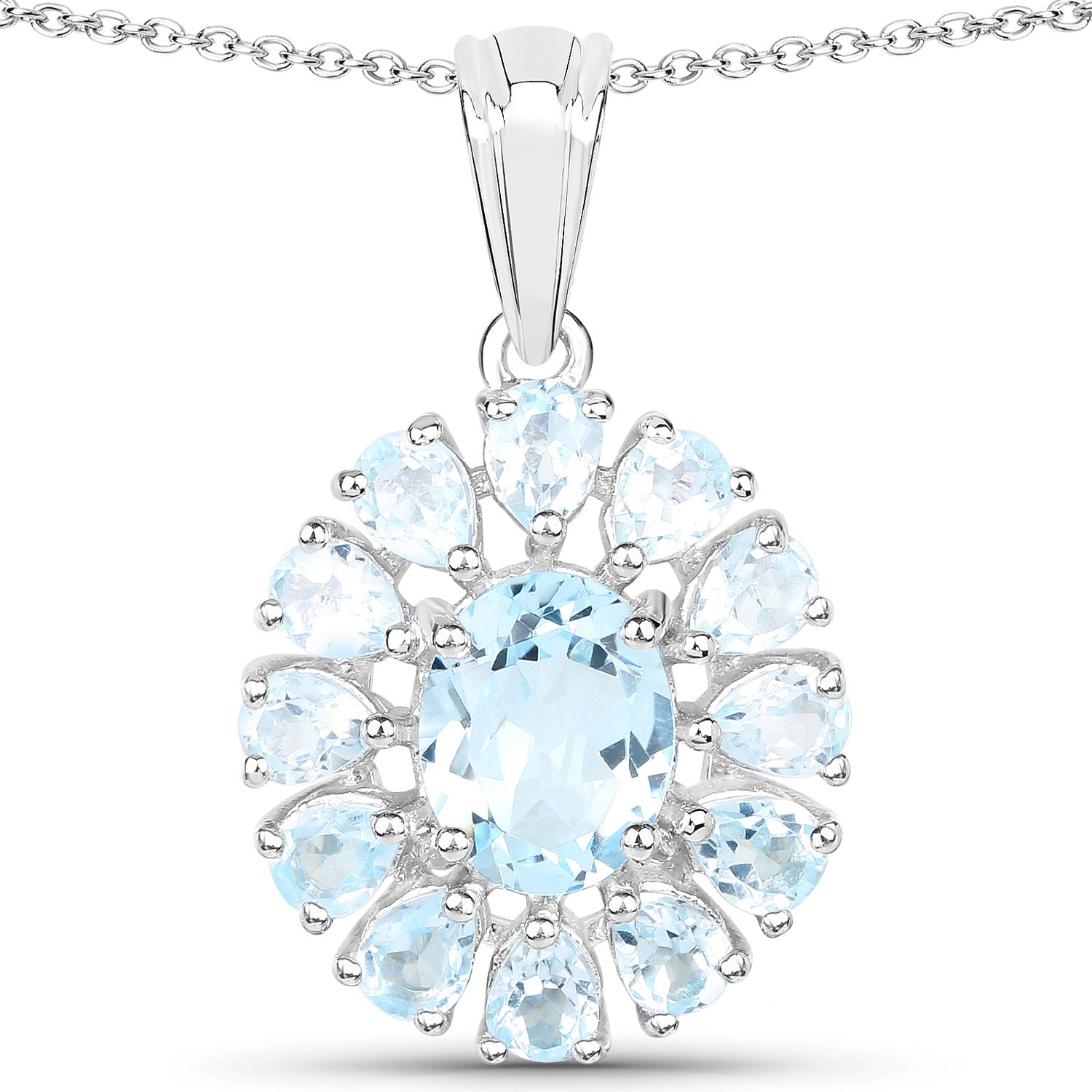 14.02 Carat Genuine Blue Topaz and White Topaz .925 Sterling Silver 3 Piece Jewelry Set Ring, Earrings, and Pendant w/ Chain on sale at MyriadMart