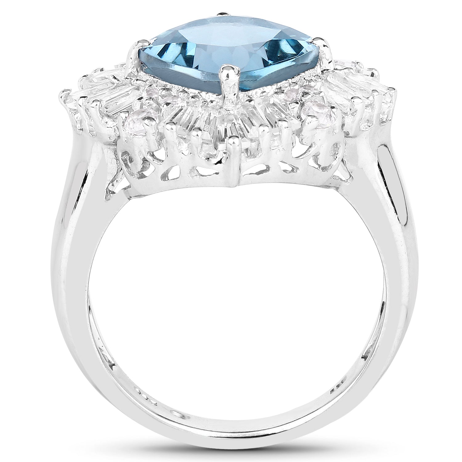 5.19 Carat Genuine London Blue Topaz & White Topaz .925 Sterling Silver Ring on sale at MyriadMart