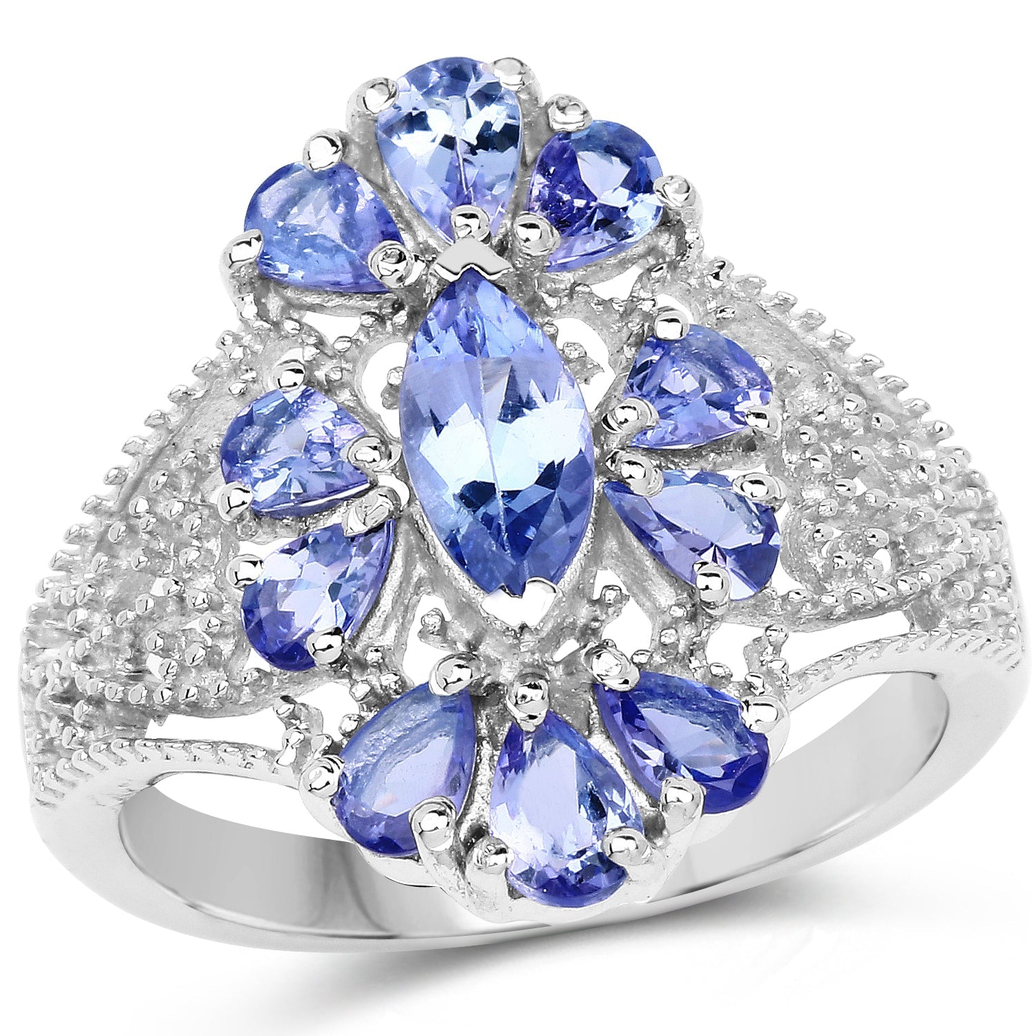 2.07 Carat Genuine Tanzanite .925 Sterling Silver Ring on sale at MyriadMart