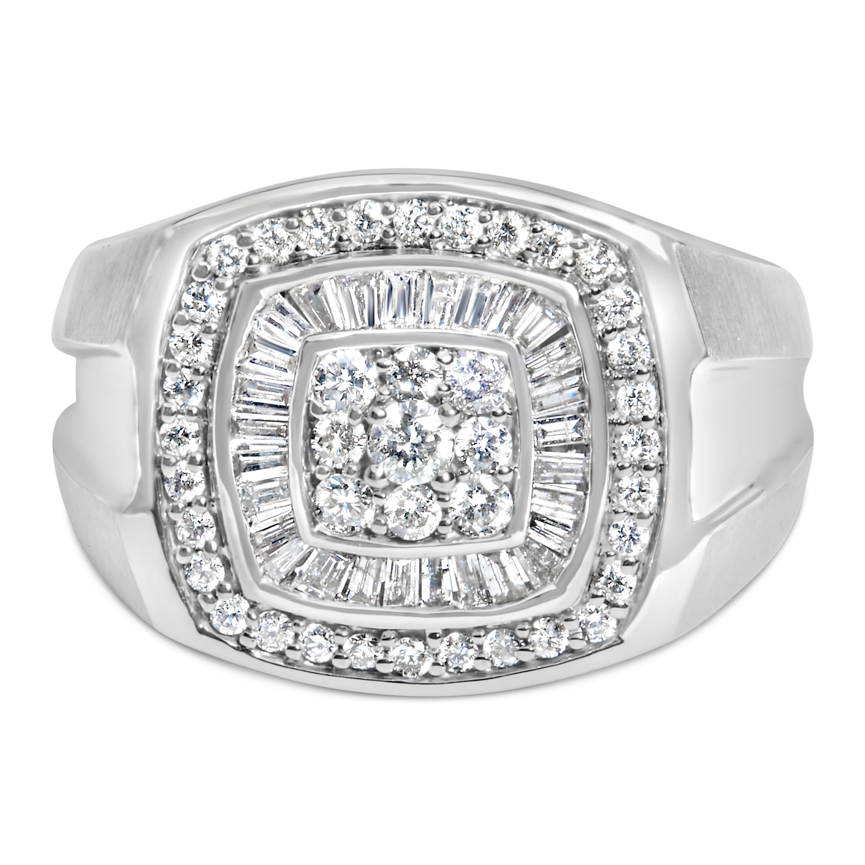 14K White Gold Men's Diamond Band Ring 1 cttw, H-I Color, SI1-SI2 Clarity on sale at MyriadMart