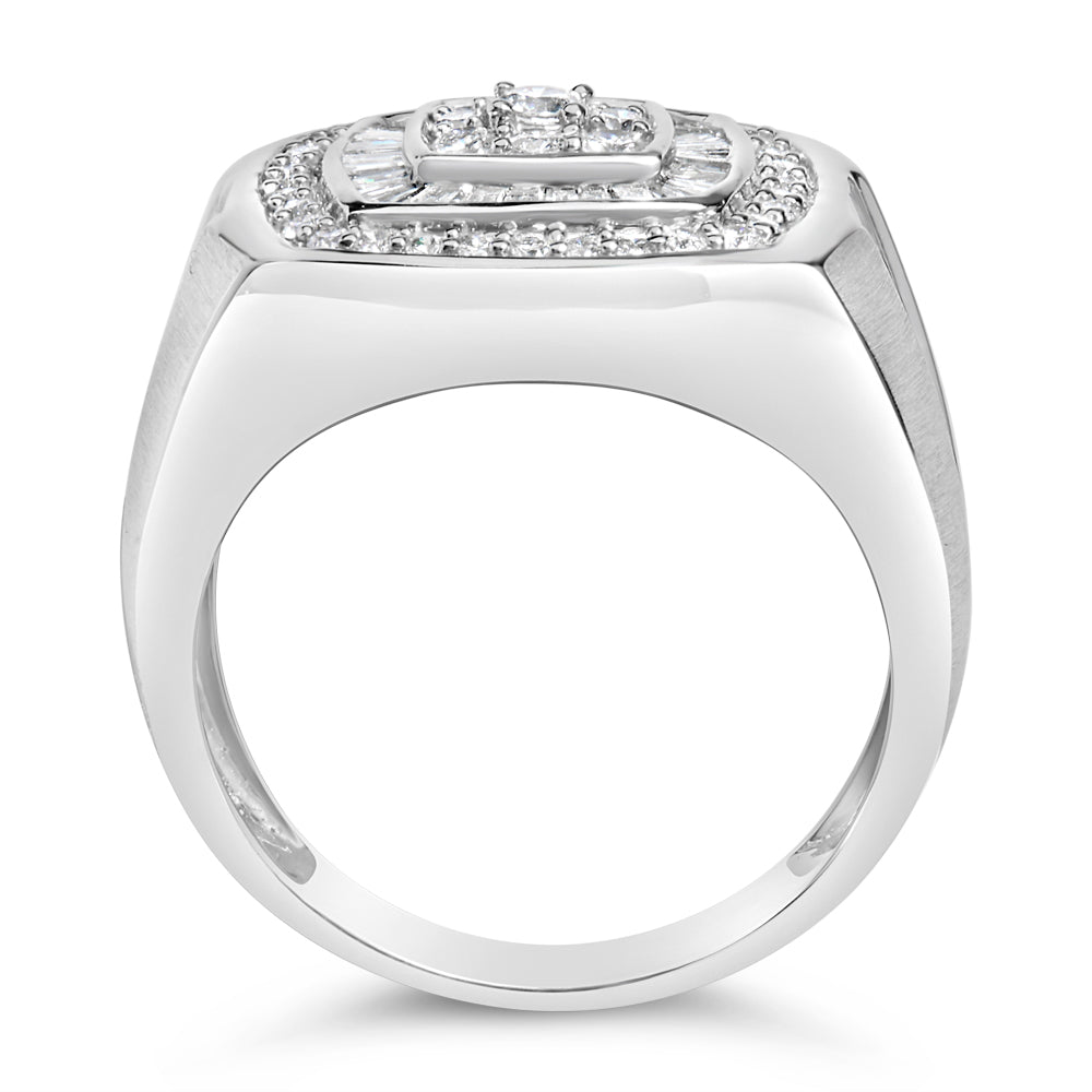 14K White Gold Men's Diamond Band Ring 1 cttw, H-I Color, SI1-SI2 Clarity on sale at MyriadMart