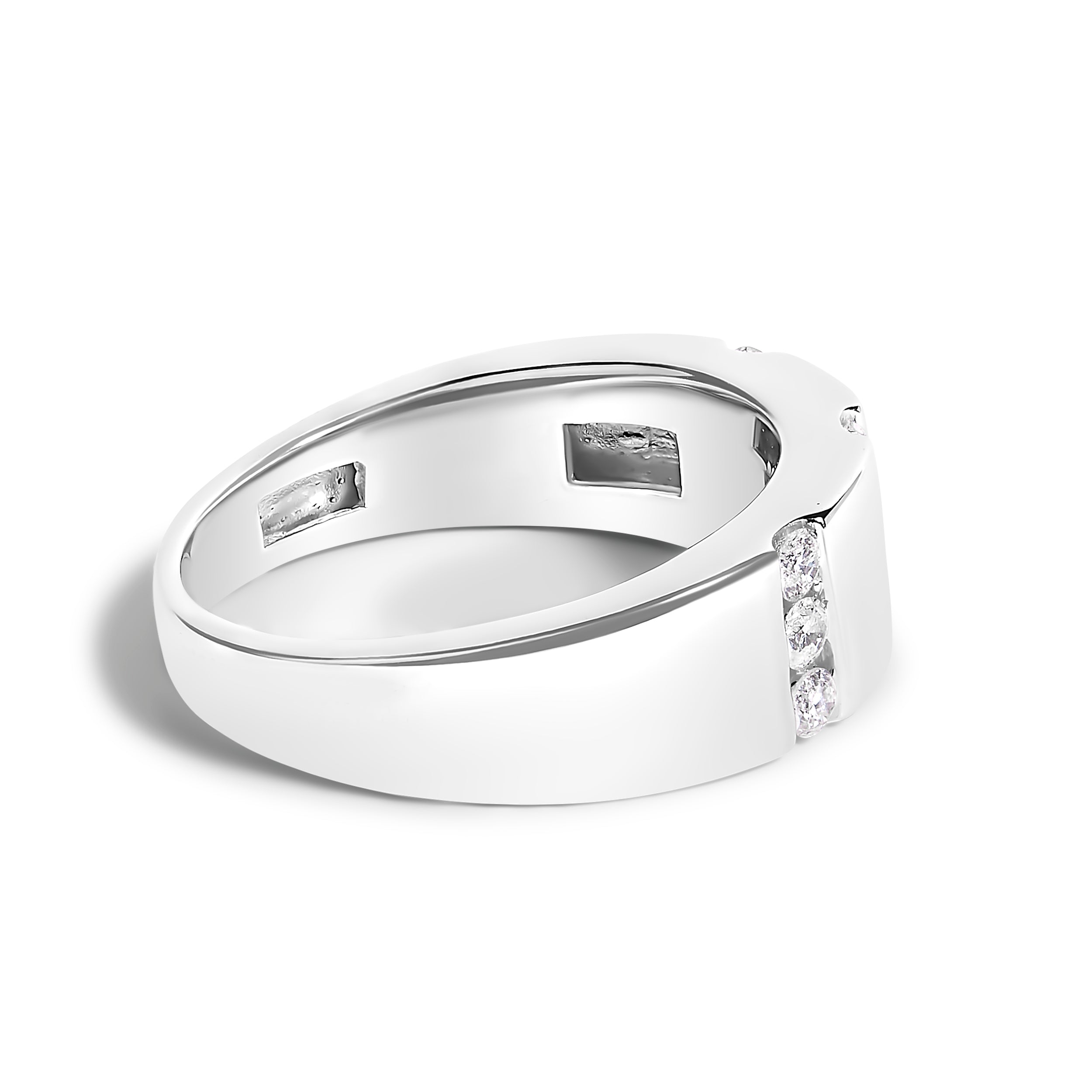 Men's .925 Sterling Silver 1/2 Cttw Diamond Triple Three Stone Row Band Ring H-I Color, I1-I2 Clarity - Ring Size 10 on sale at MyriadMart