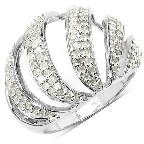 0.98 Carat Genuine White Diamond .925 Sterling Silver Ring on sale at MyriadMart
