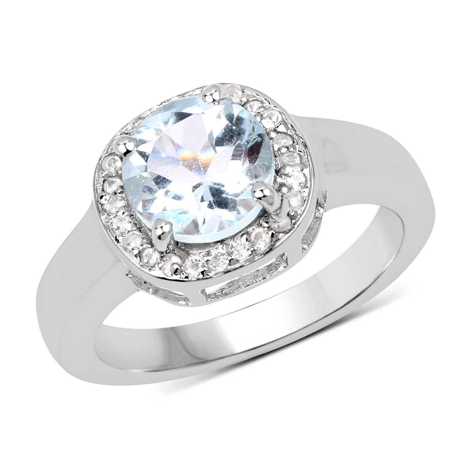 2.37 Carat Genuine Blue Topaz and White Topaz .925 Sterling Silver Ring on sale at MyriadMart