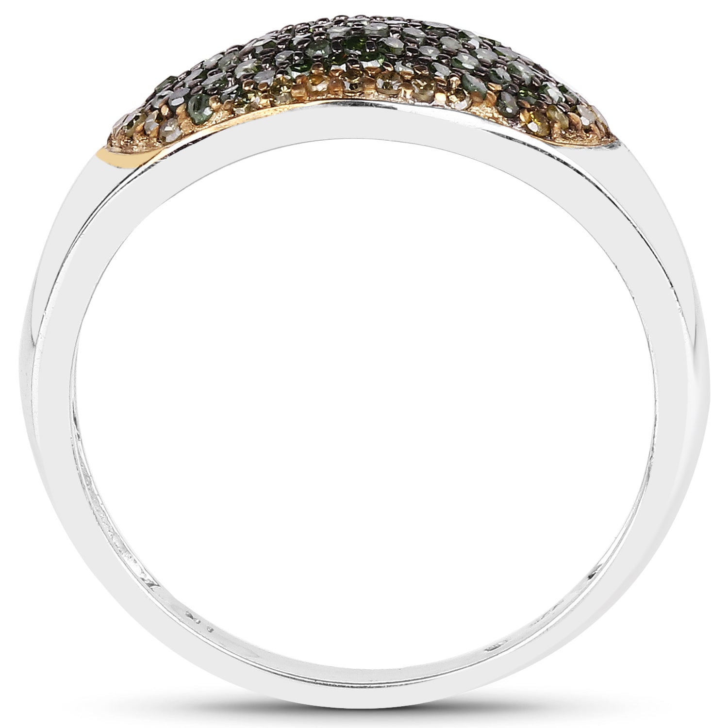 0.45 Carat Genuine Green Diamond and Yellow Diamond .925 Sterling Silver Ring