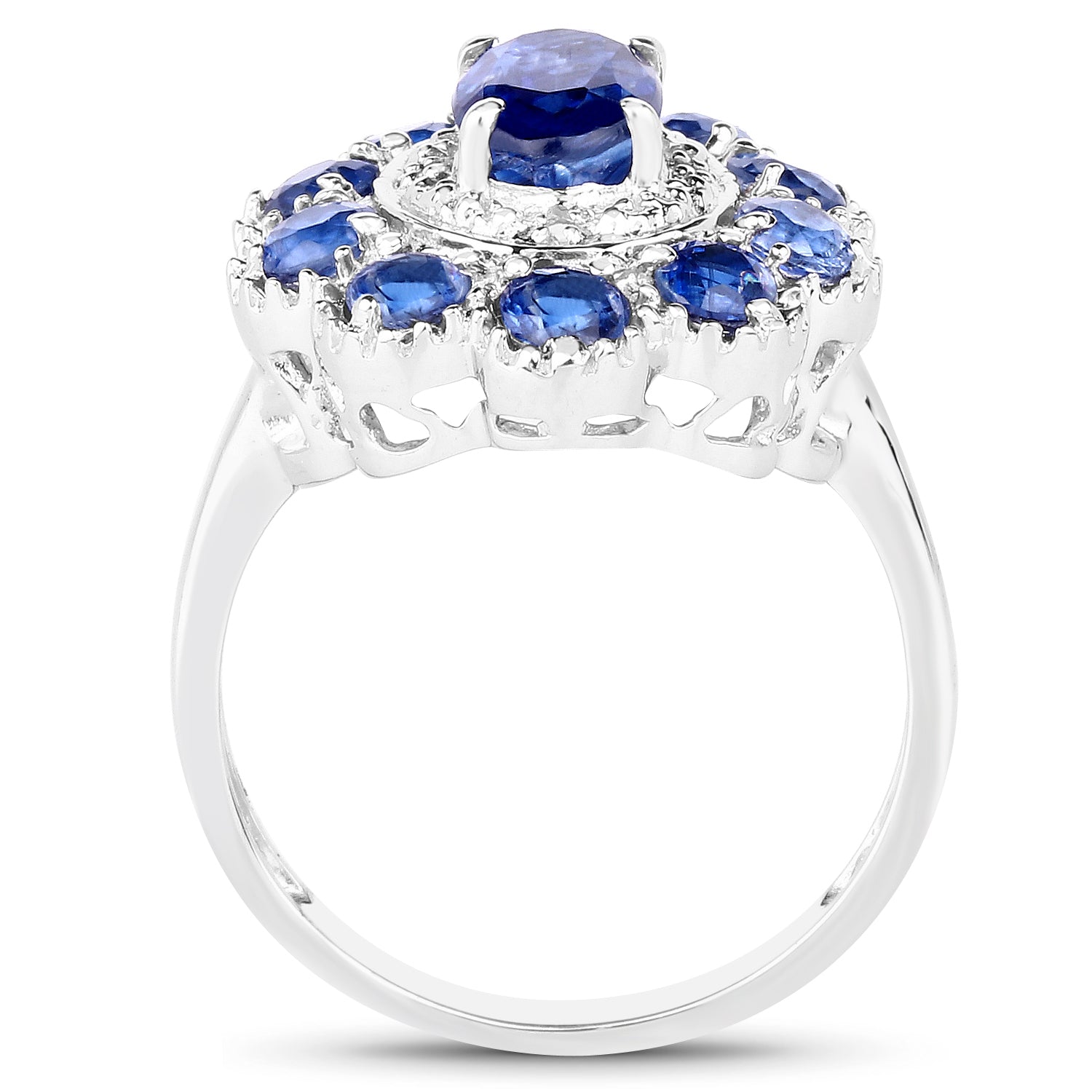 2.47 Carat Genuine Kyanite & White Topaz .925 Sterling Silver Ring on sale at MyriadMart