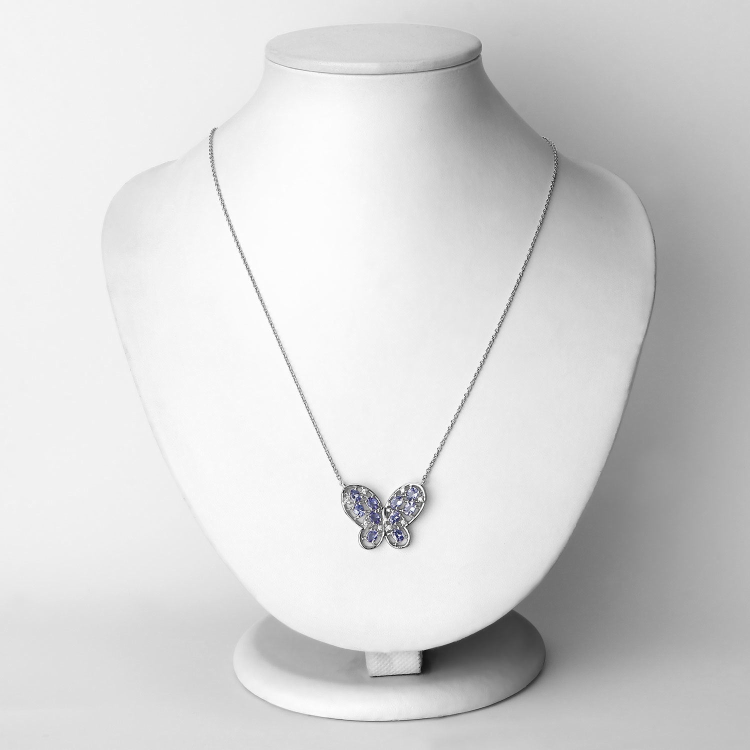 1.86 Carat Genuine Tanzanite and White Zircon .925 Sterling Silver Necklace on sale at MyriadMart