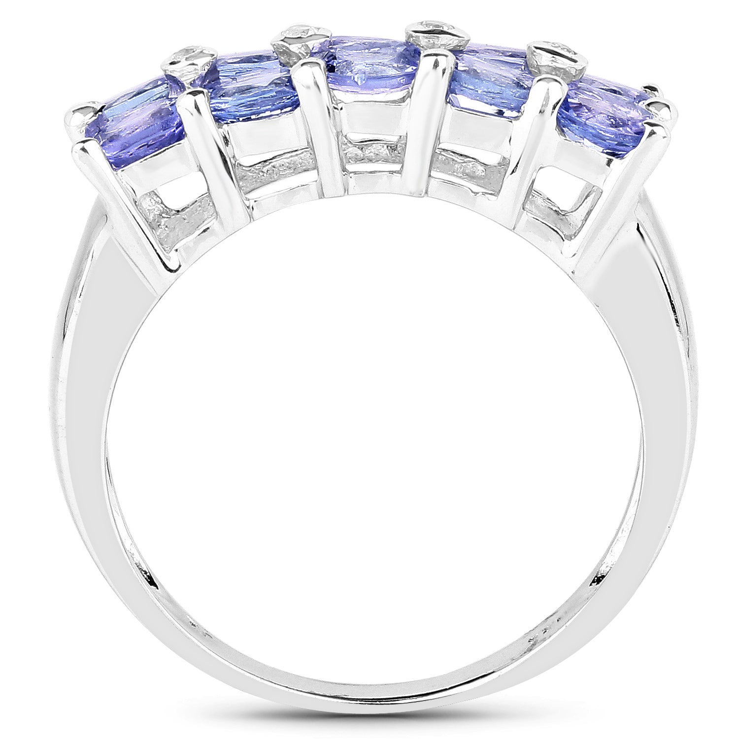 1.76 Carat Genuine Tanzanite and White Sapphire .925 Sterling Silver Ring on sale at MyriadMart