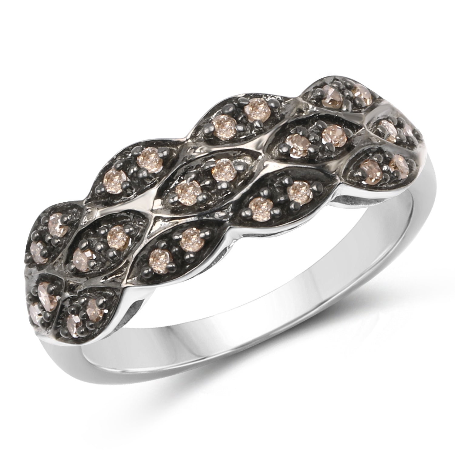 0.31 Carat Genuine Champagne Diamond .925 Sterling Silver Ring on sale at MyriadMart