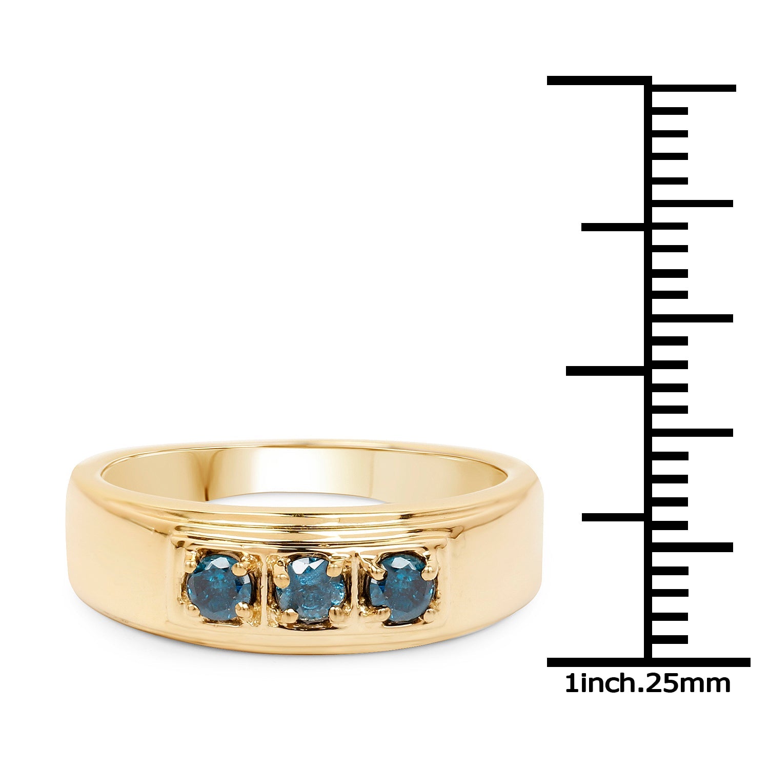 14K Yellow Gold Plated 0.33 Carat Genuine Blue Diamond .925 Sterling Silver Ring on sale at MyriadMart