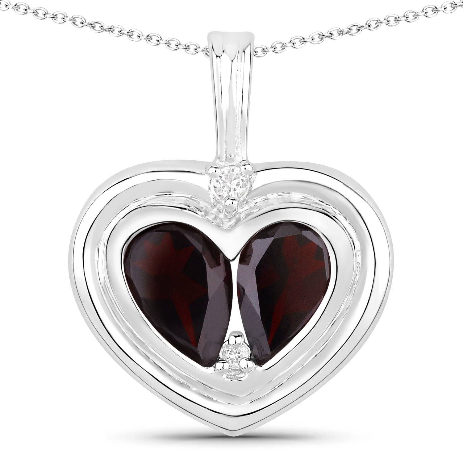 2.66 Carat Genuine Garnet and White Topaz .925 Sterling Silver Pendant on sale at MyriadMart