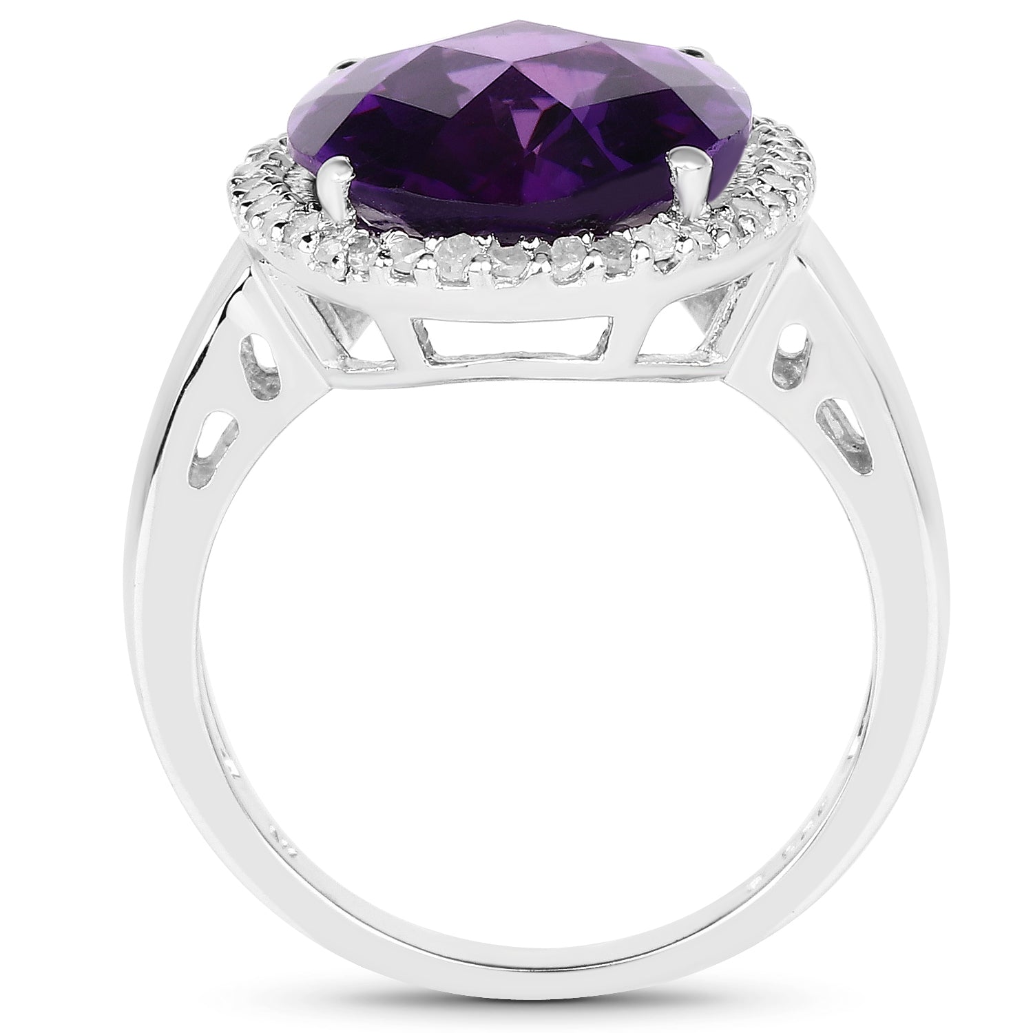 7.94 Carat Genuine Amethyst and White Diamond .925 Sterling Silver Ring on sale at MyriadMart