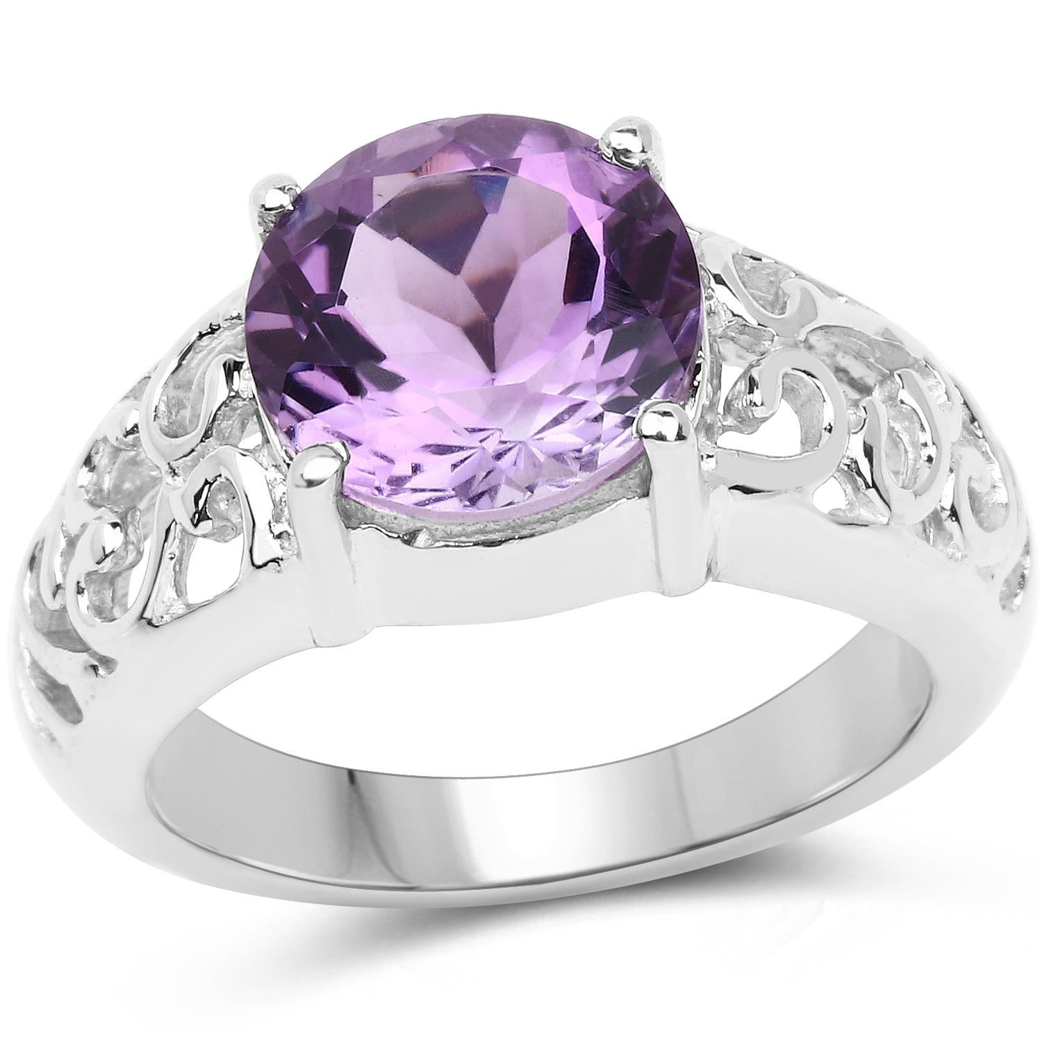 3.30 Carat Genuine Amethyst .925 Sterling Silver Ring on sale at MyriadMart