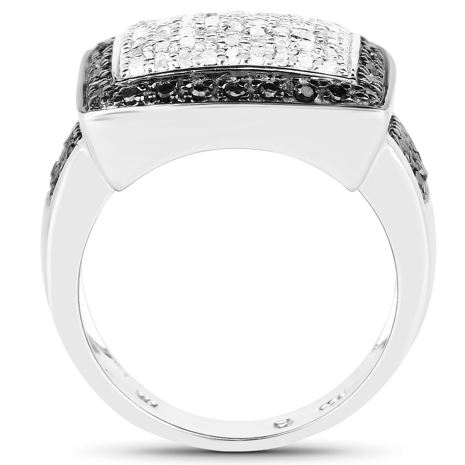 0.61 Carat Genuine Black Diamond and White Diamond .925 Sterling Silver Ring on sale at MyriadMart