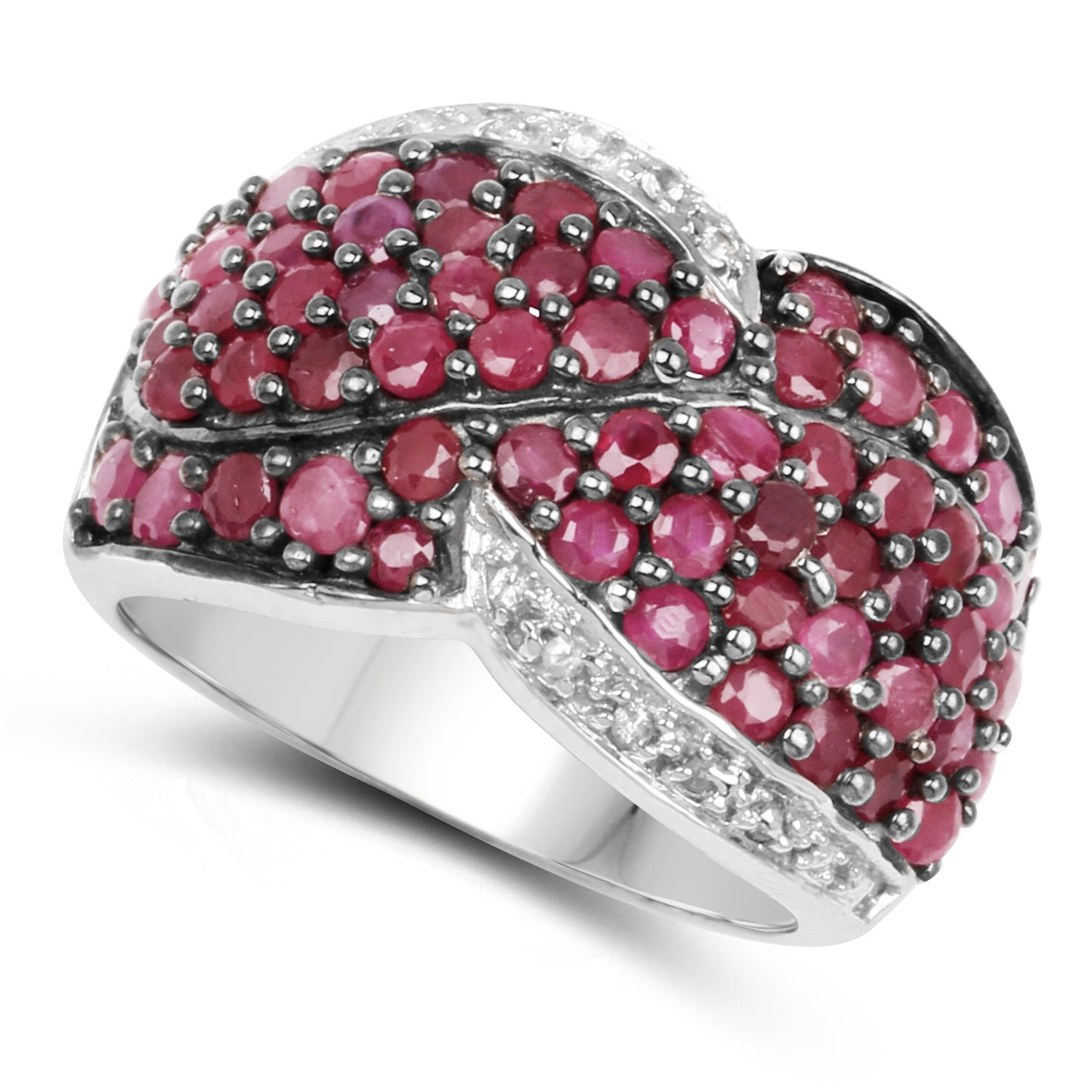 3.06 Carat Genuine Ruby & White Topaz .925 Sterling Silver Ring on sale at MyriadMart