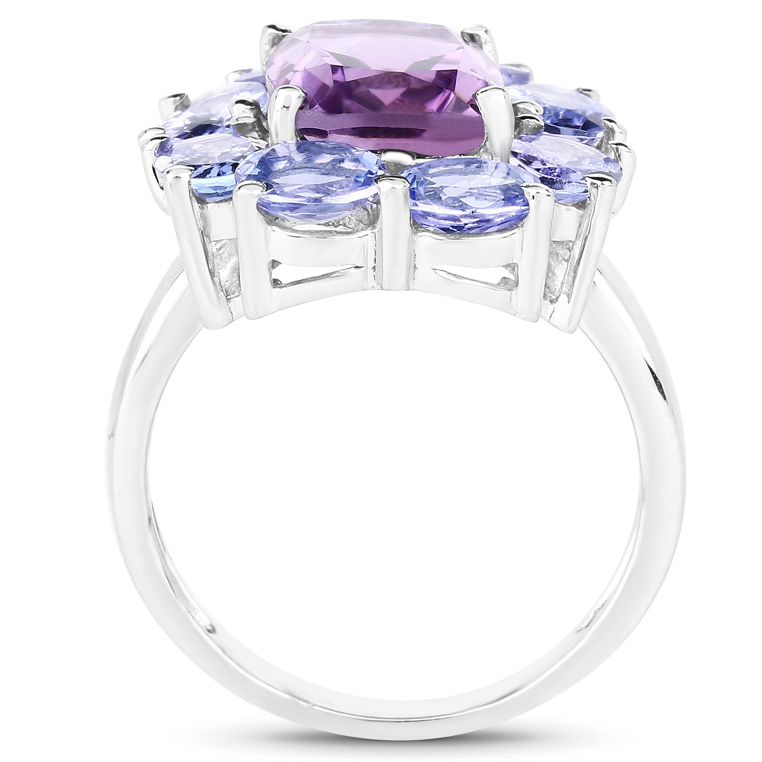 5.24 Carat Genuine Amethyst & Tanzanite .925 Sterling Silver Ring on sale at MyriadMart