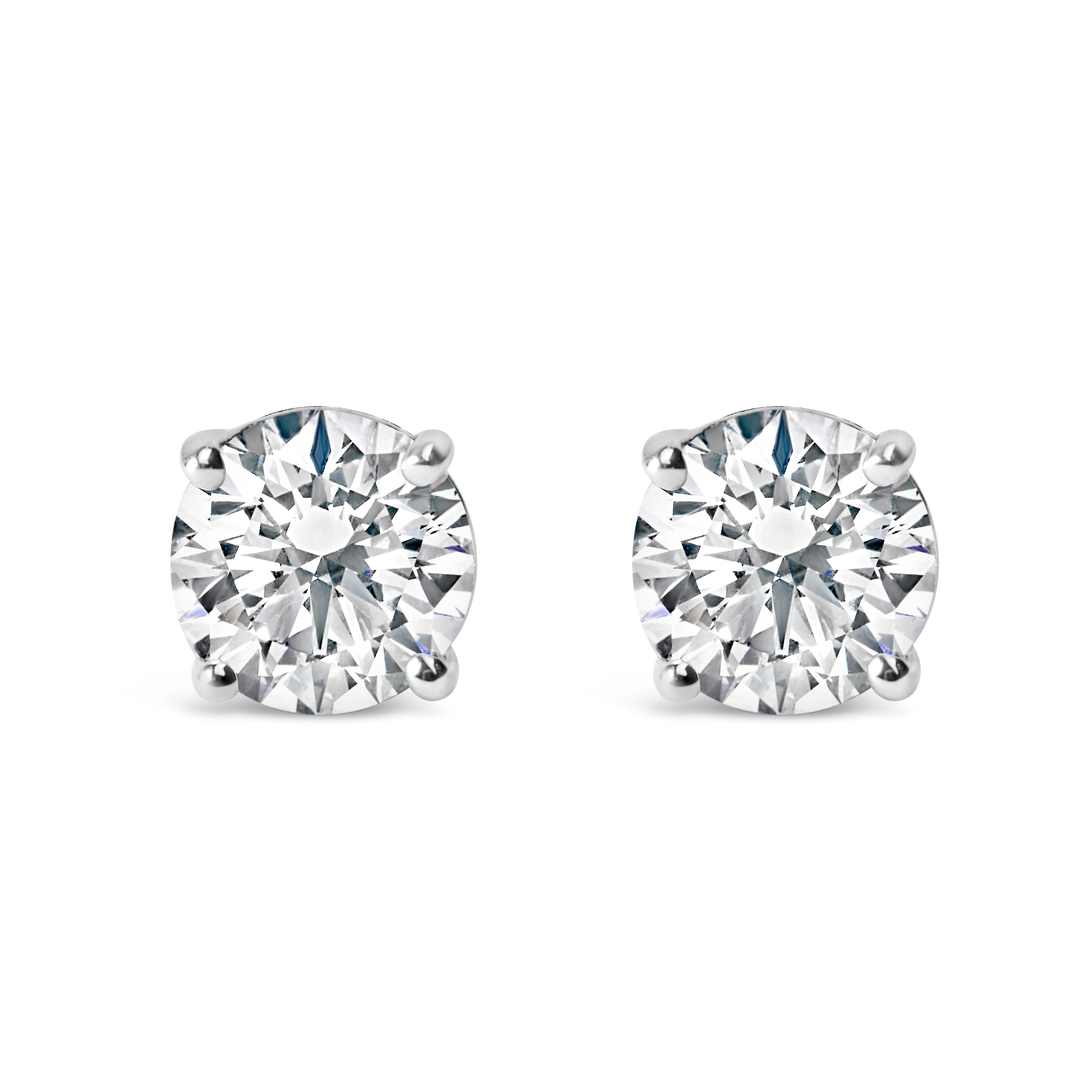 .925 Sterling Silver 1.0 Cttw Round Brilliant Cut Lab Grown Diamond 4-Prong Classic Solitaire Stud Earrings F-G Color, VS2-SI1 Clarity on sale at MyriadMart