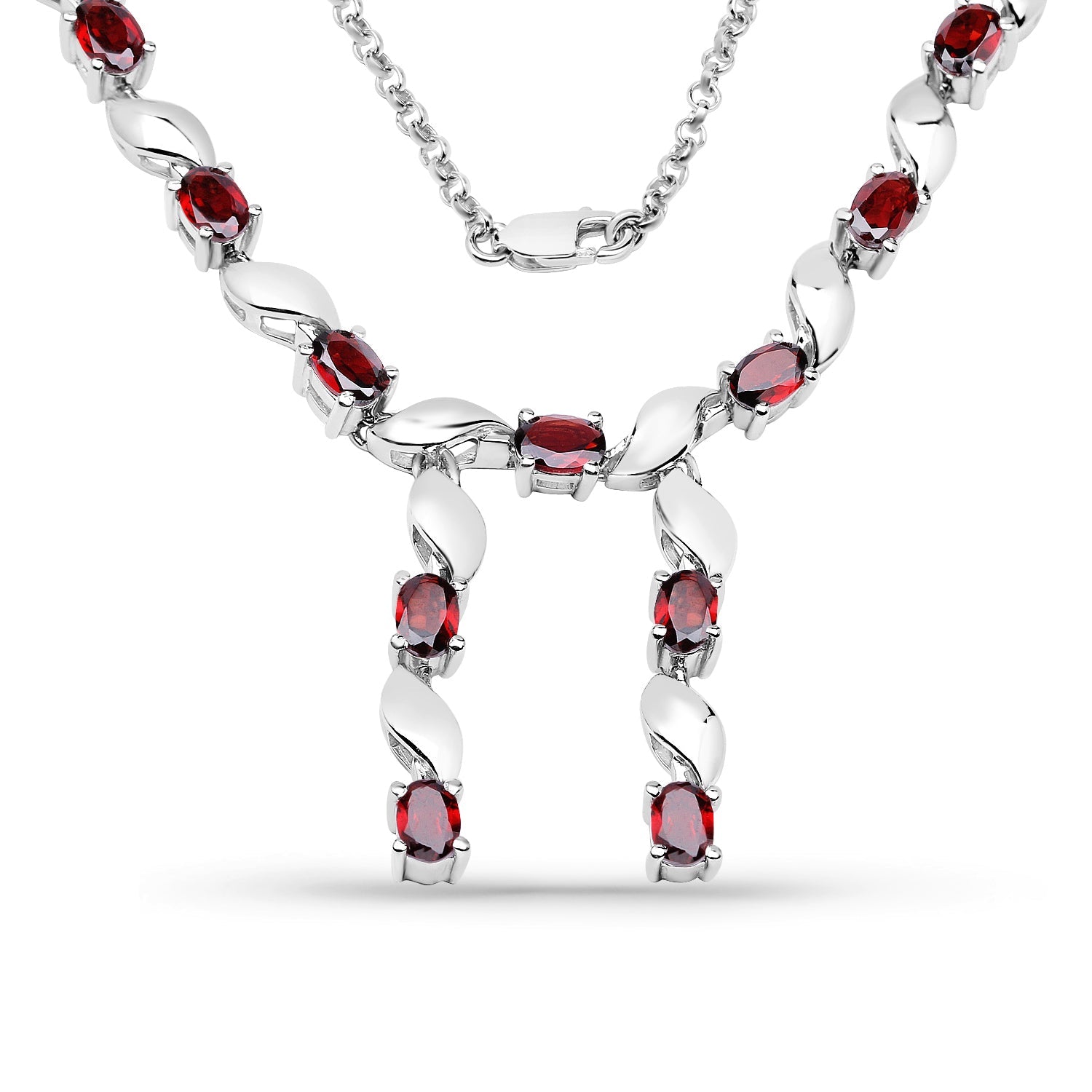 7.65 Carat Genuine Garnet .925 Sterling Silver Necklace on sale at MyriadMart