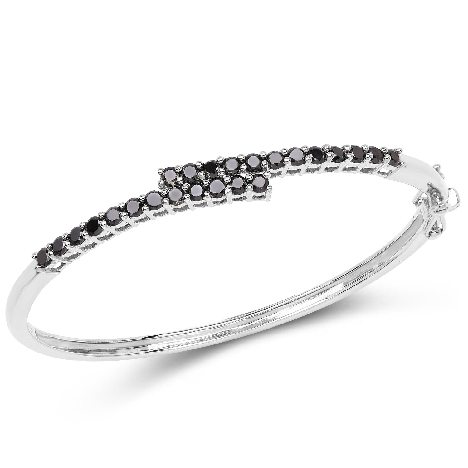 2.52 Carat Genuine Black Diamond .925 Sterling Silver Bangle on sale at MyriadMart