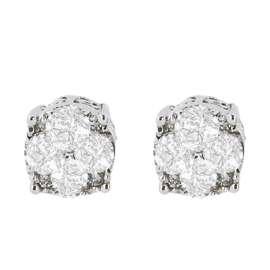 .925 Sterling Silver 1/2 cttw Prong Set Round-Cut Diamond Cluster Stud Earring I-J Color, I2-I3 Clarity on sale at MyriadMart