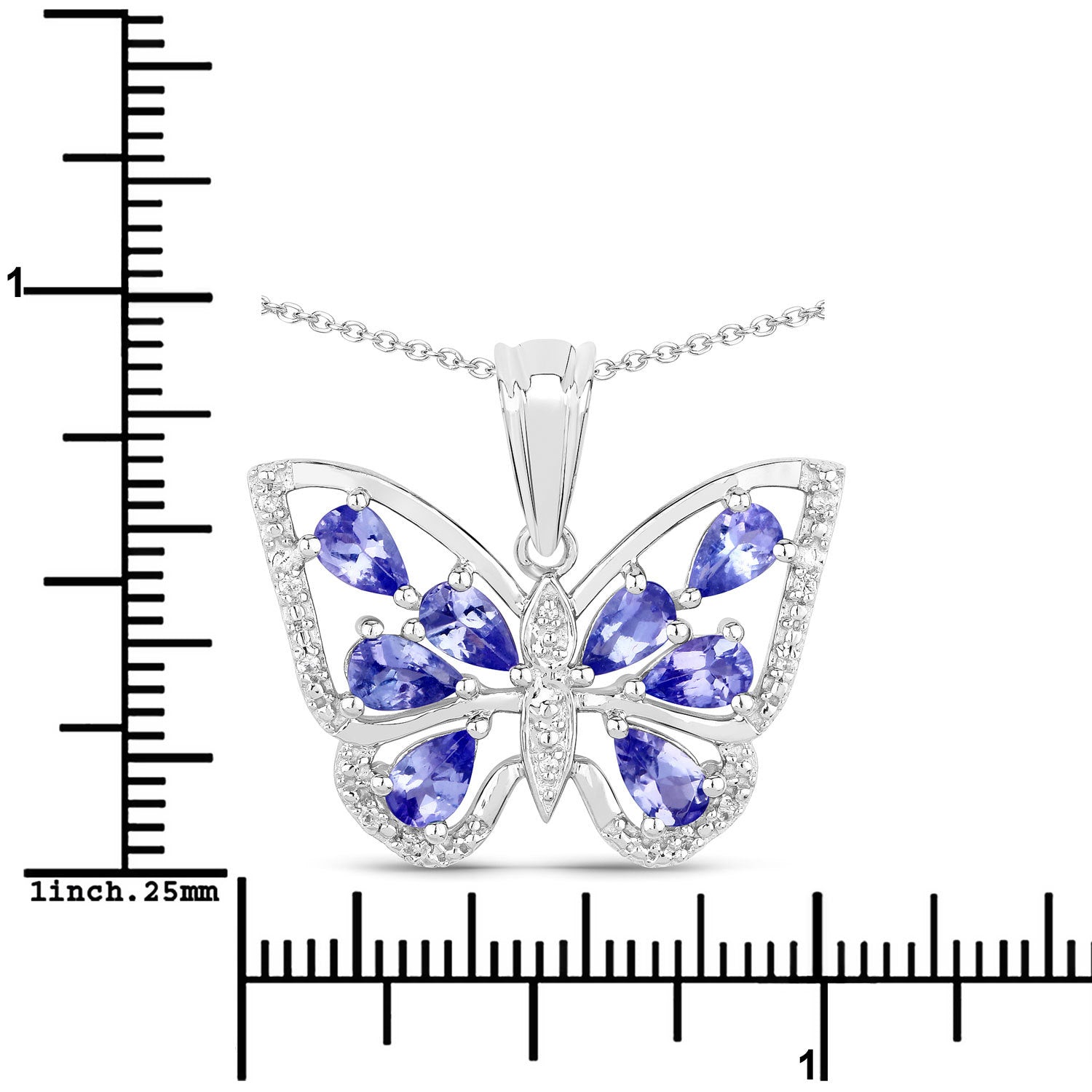 1.75 Carat Genuine Tanzanite and White Zircon .925 Sterling Silver Pendant on sale at MyriadMart