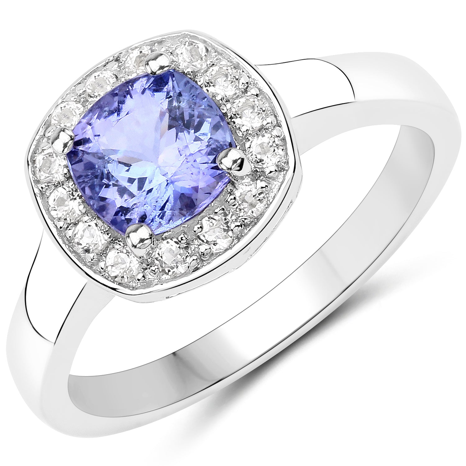 1.51 Carat Genuine Tanzanite and White Topaz .925 Sterling Silver ring on sale at MyriadMart