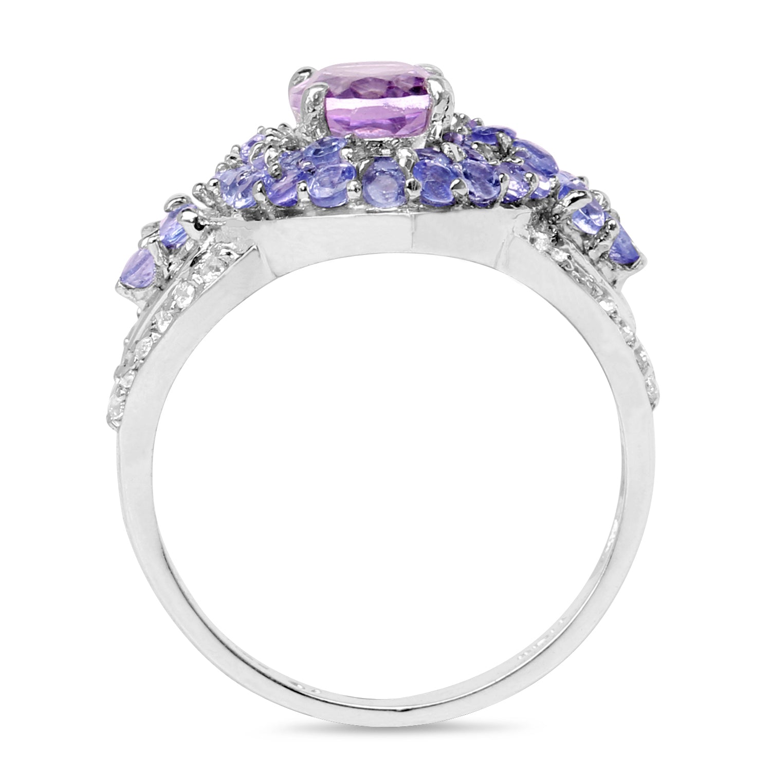 2.88 Carat Genuine Amethyst, Tanzanite & White Topaz .925 Sterling Silver Ring on sale at MyriadMart