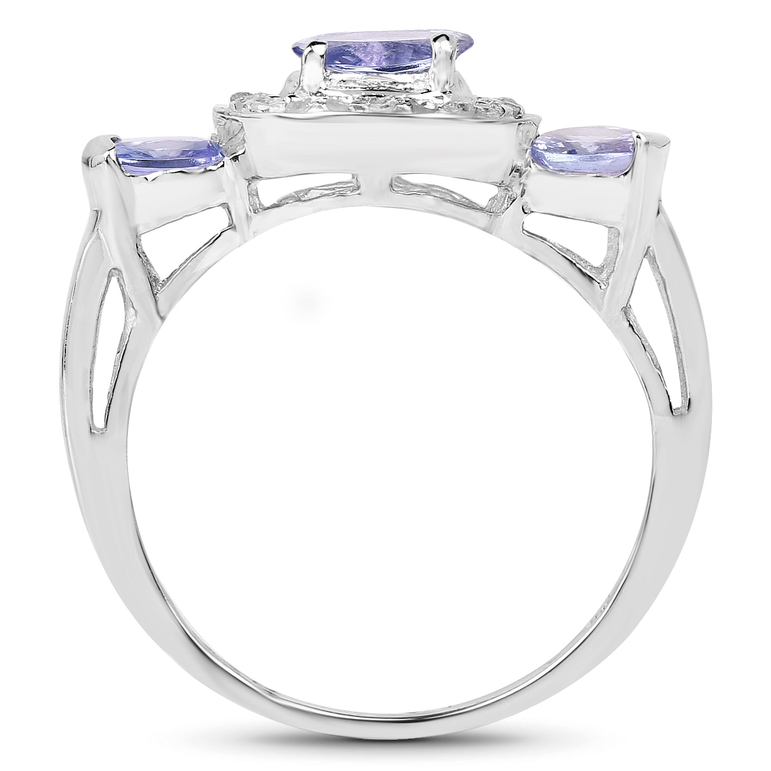 1.00 Carat Genuine Tanzanite and White Topaz .925 Sterling Silver Ring on sale at MyriadMart