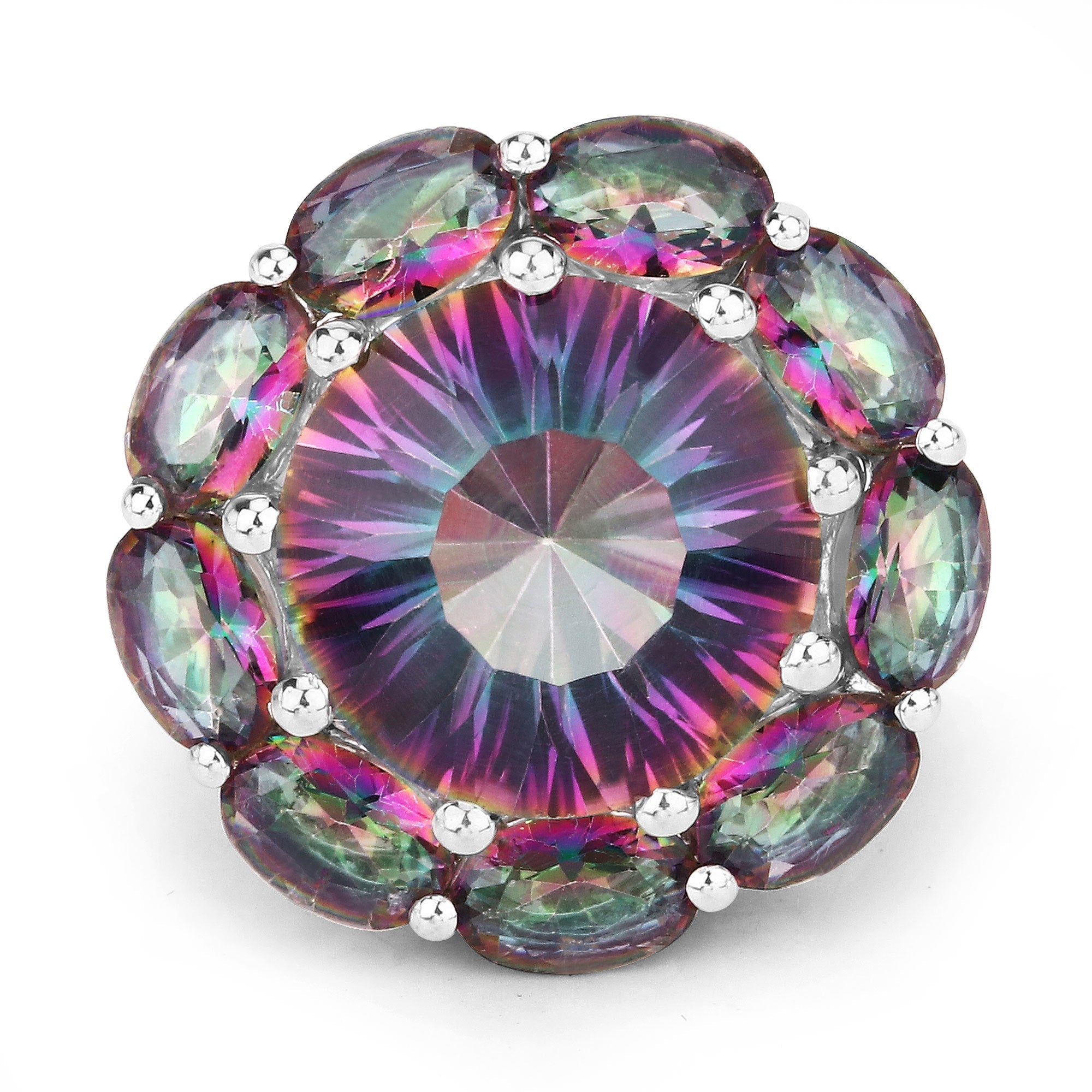 11.45 Carat Genuine Rainbow Quartz .925 Sterling Silver Ring on sale at MyriadMart