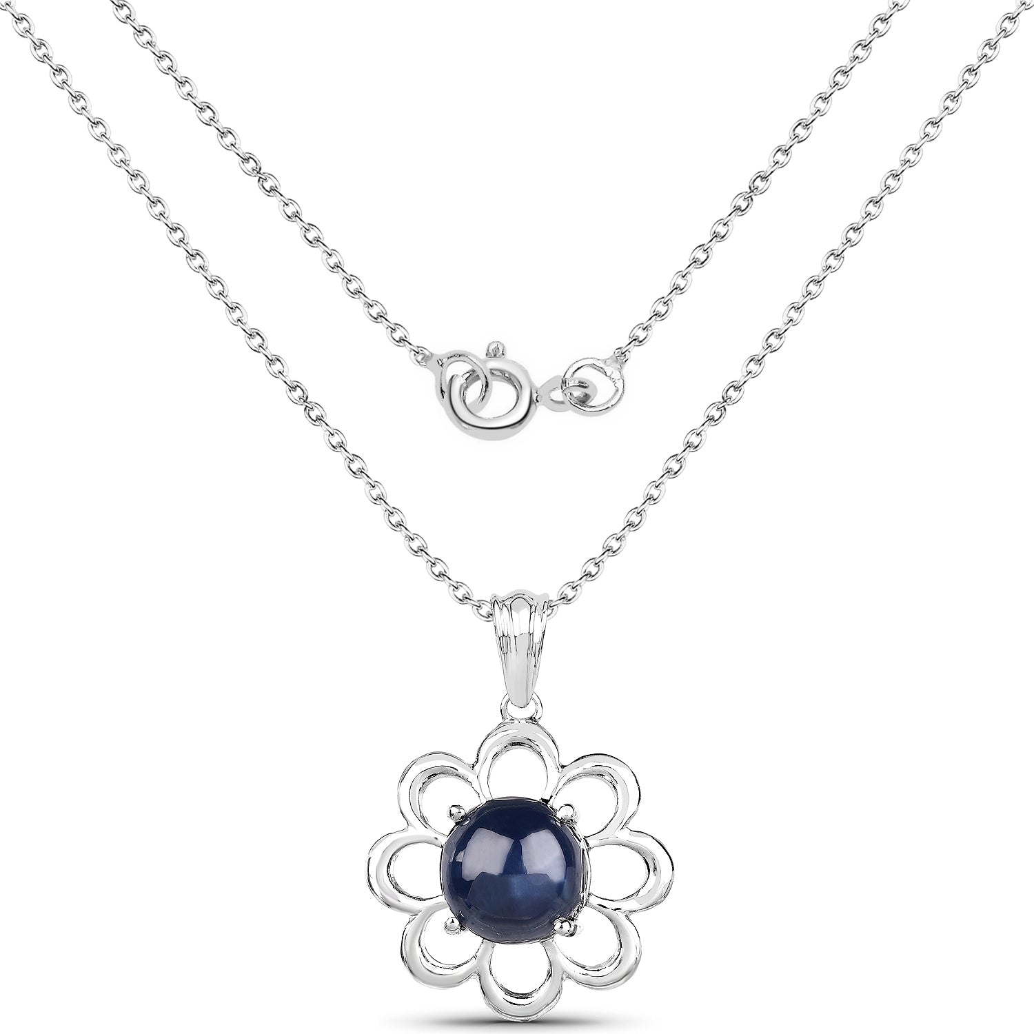 4.65 Carat Genuine Blue Sapphire .925 Sterling Silver Pendant on sale at MyriadMart