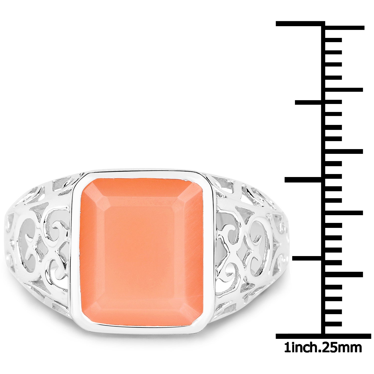 5.75 Carat Genuine Peach Moonstone .925 Sterling Silver Ring on sale at MyriadMart