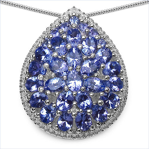 4.16 Carat Genuine Tanzanite .925 Sterling Silver Pendant on sale at MyriadMart