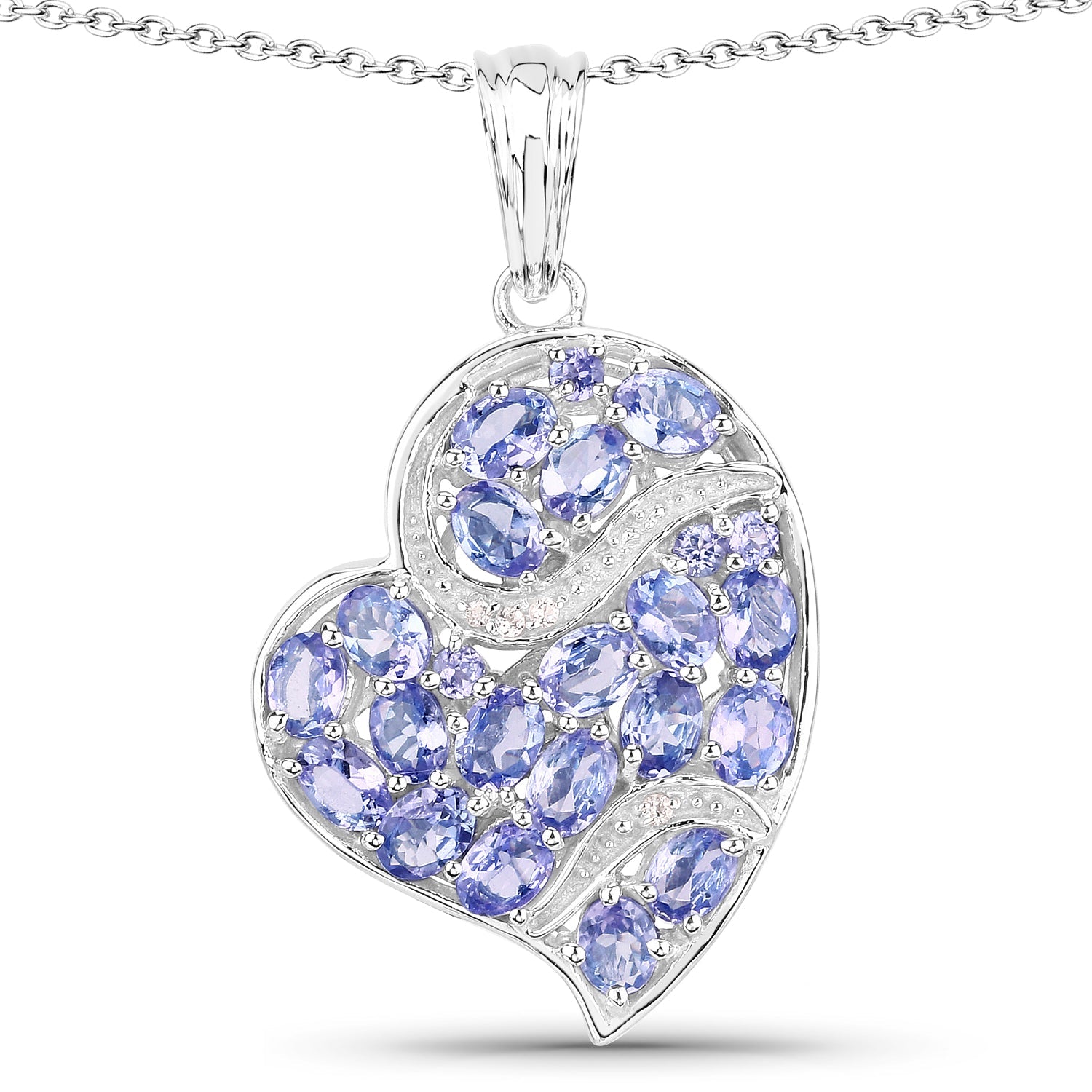 3.40 Carat Genuine Tanzanite and White Topaz .925 Sterling Silver Pendant on sale at MyriadMart