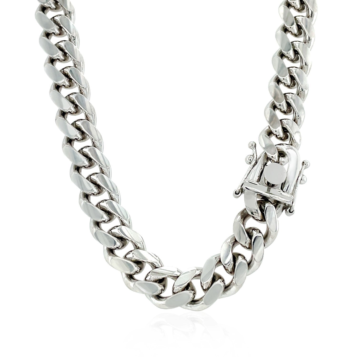 Sterling Silver Rhodium Plated Miami Cuban Chain 8.4mm on sale at MyriadMart