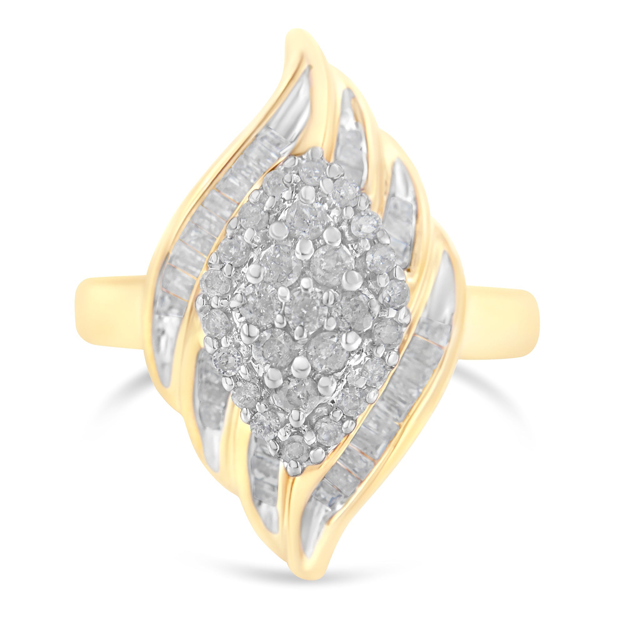 10K Yellow Gold Diamond Cocktail Ring (3/4 Cttw, I-J Color, I2-I3 Clarity) - Size 8