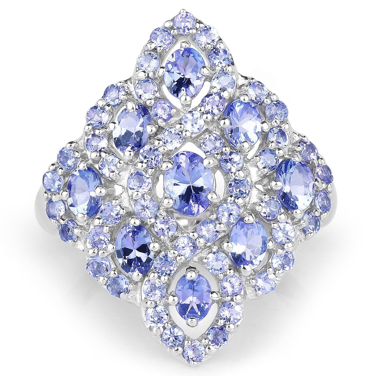 3.31 Carat Genuine Tanzanite .925 Sterling Silver Ring on sale at MyriadMart