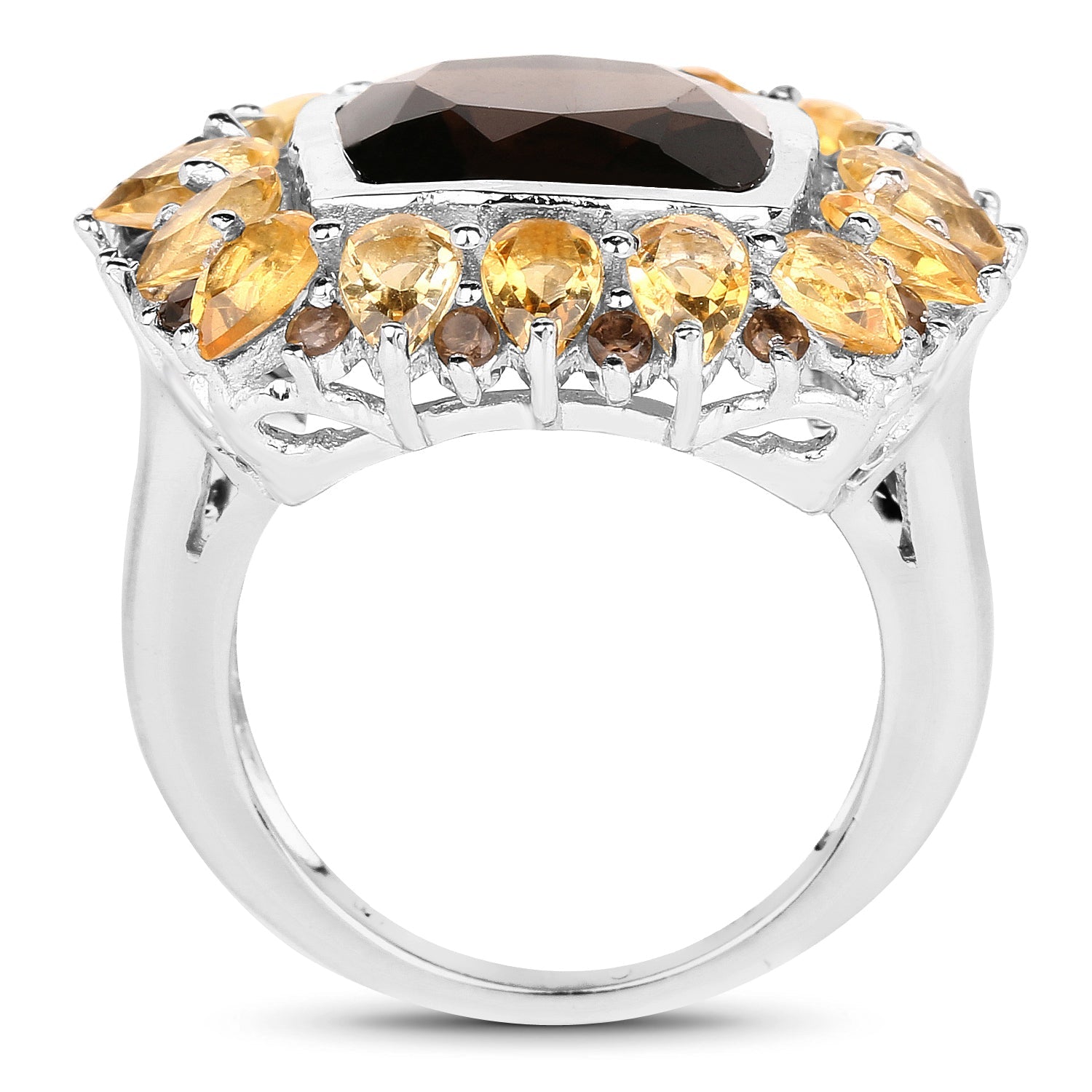 9.16 Carat Genuine Smoky Quartz & Citrine .925 Sterling Silver Ring on sale at MyriadMart