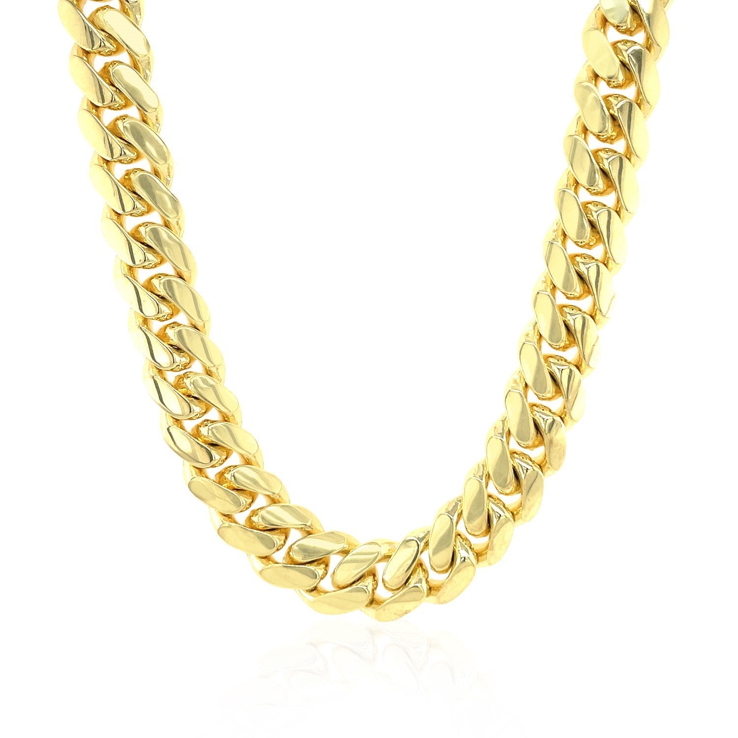 9.25mm 14k Yellow Gold Classic Miami Cuban Solid Chain on sale at MyriadMart