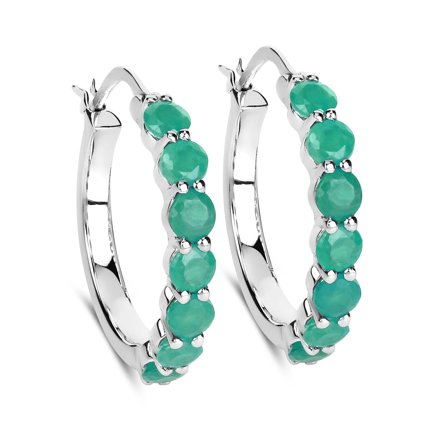 2.38 Carat Genuine Emerald .925 Sterling Silver Earrings on sale at MyriadMart
